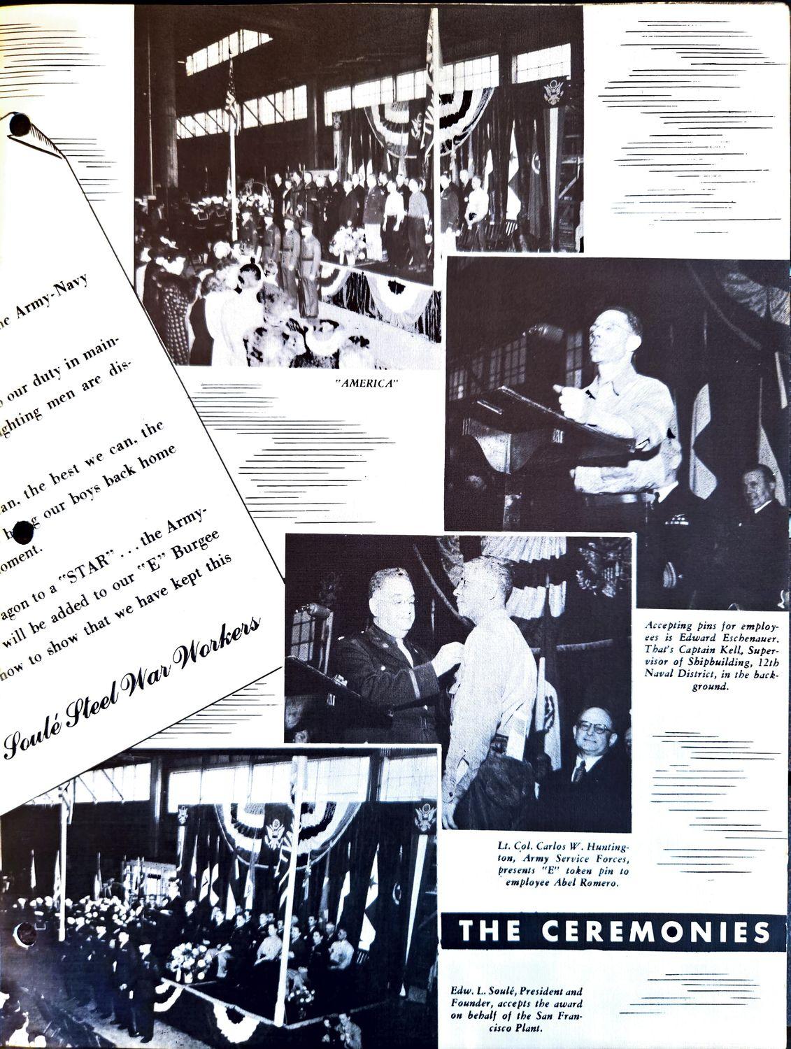 Black and white newsletter page with text and photos of men receiving awards.