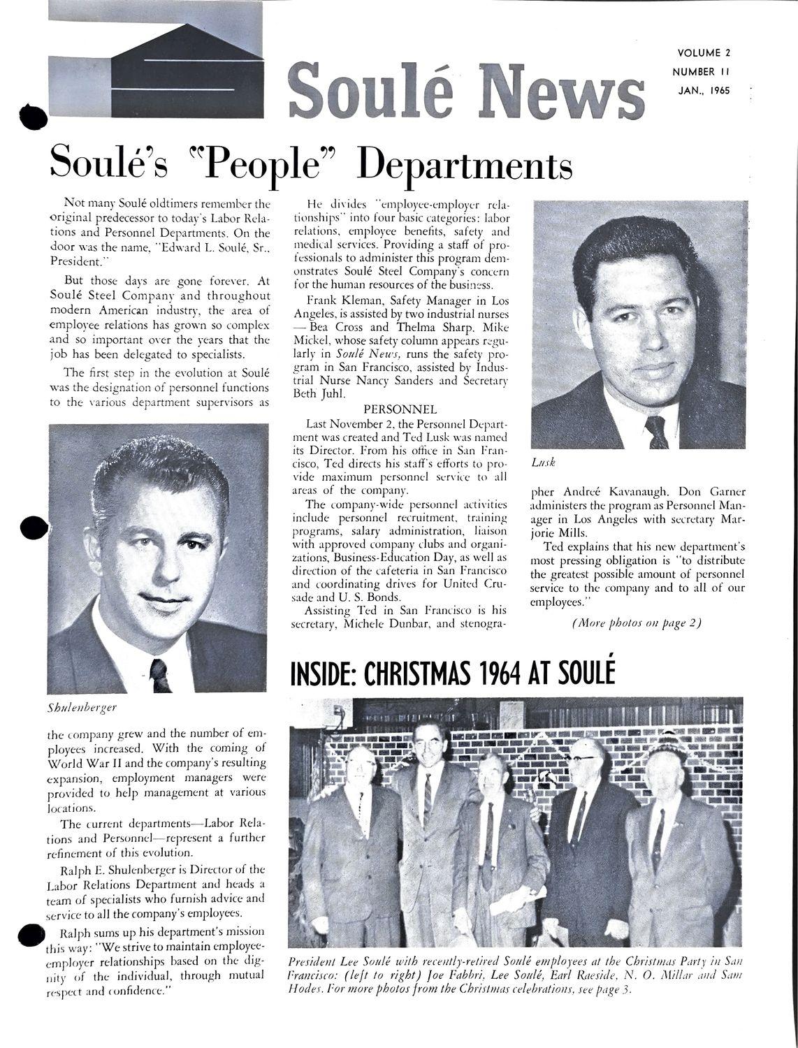 Newsletter cover with headline, two portrait photos, and a group photo.