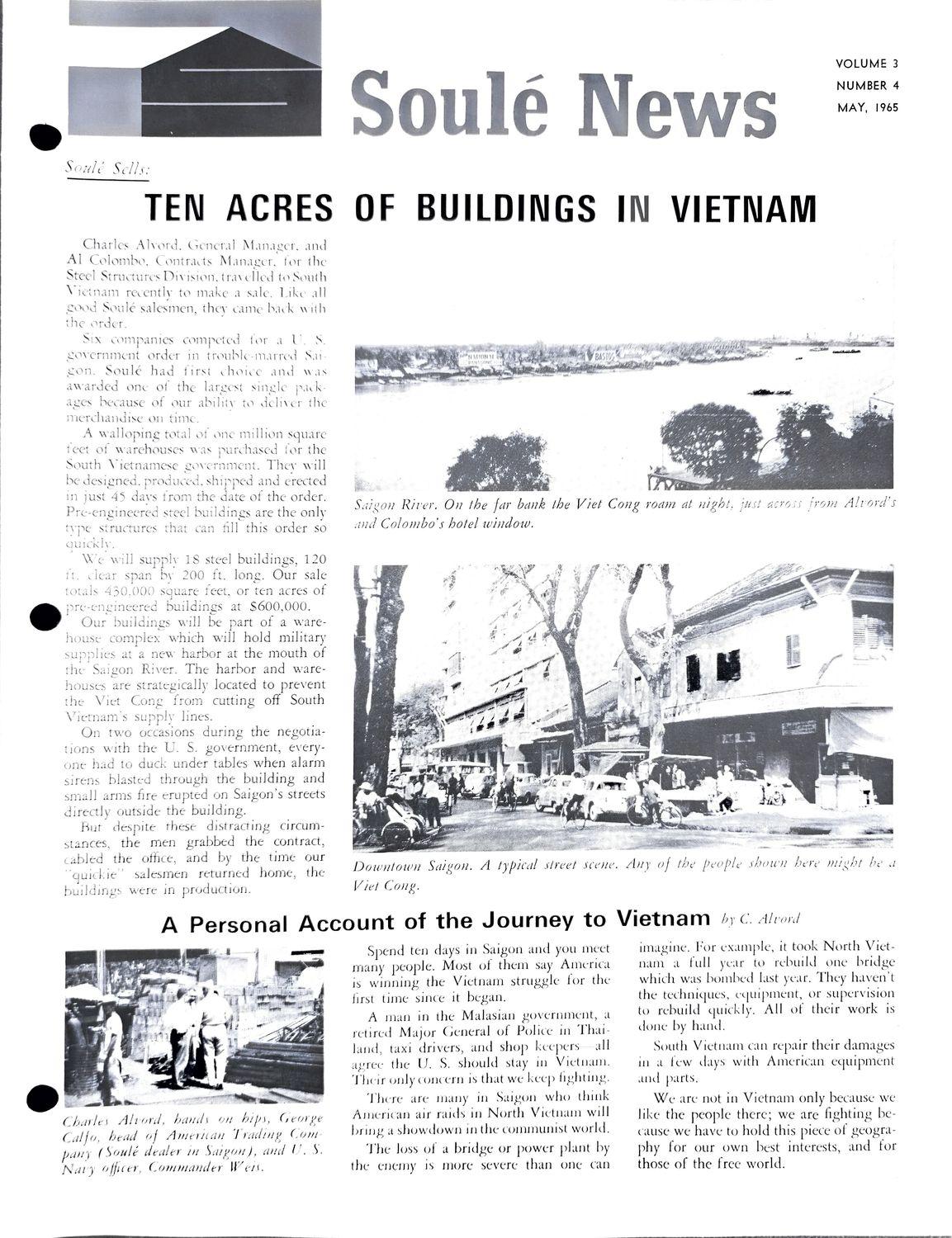 Soule News newsletter cover with Vietnam headline and black-and-white Saigon photos.