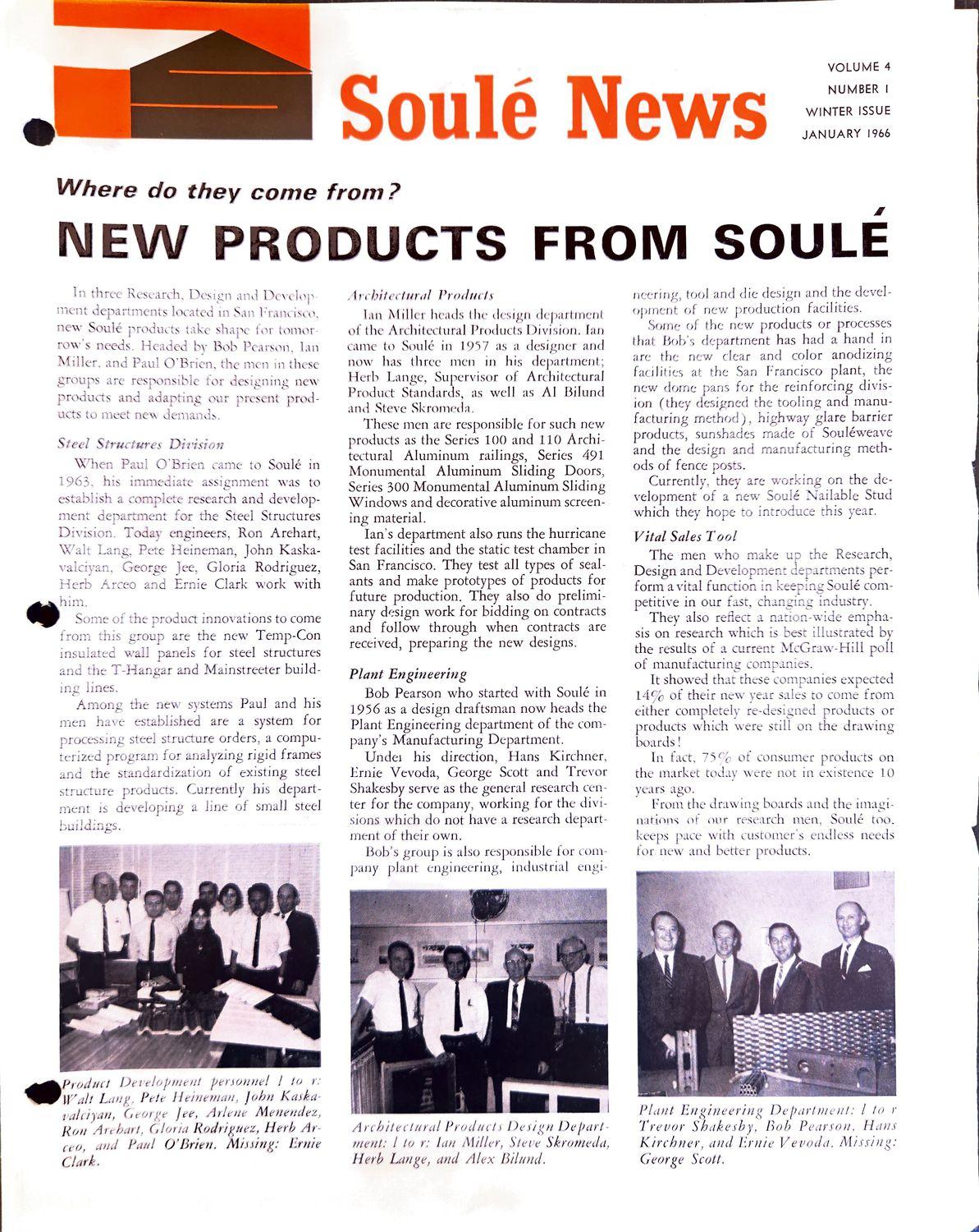 Newsletter cover with headline and three photos of men in suits.