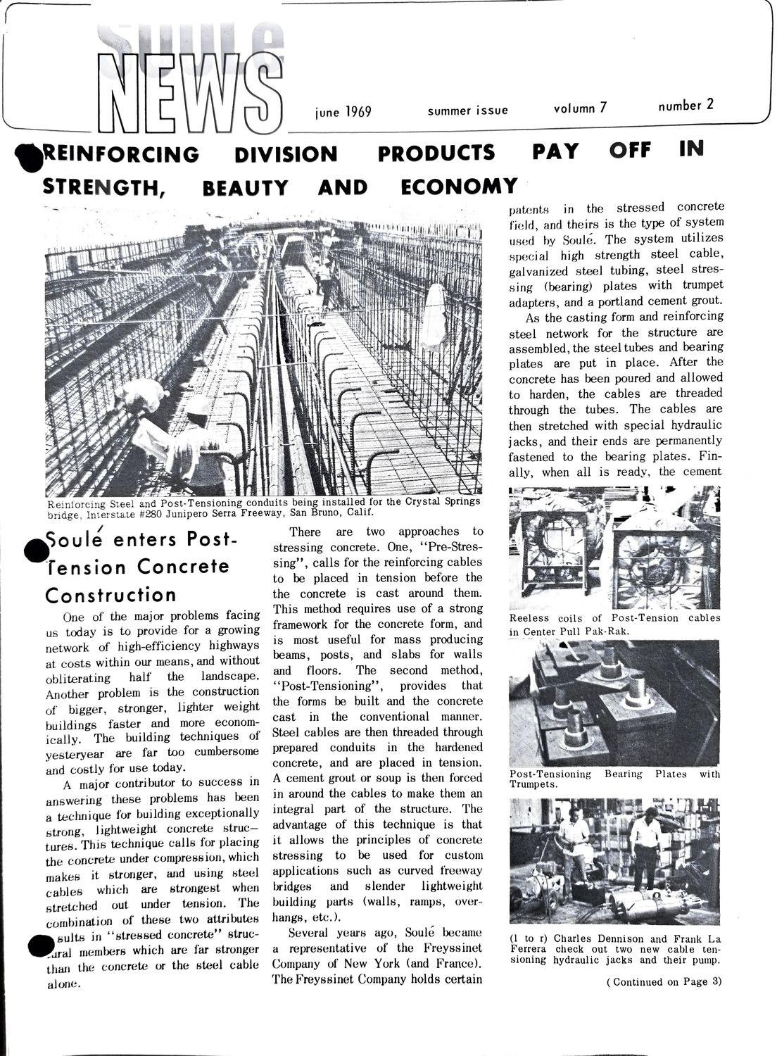 Newsletter cover with a large photo of a bridge under construction.