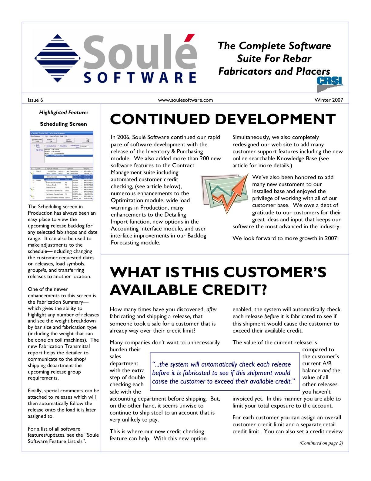 Cover of the Winter 2007 Soule Steel newsletter