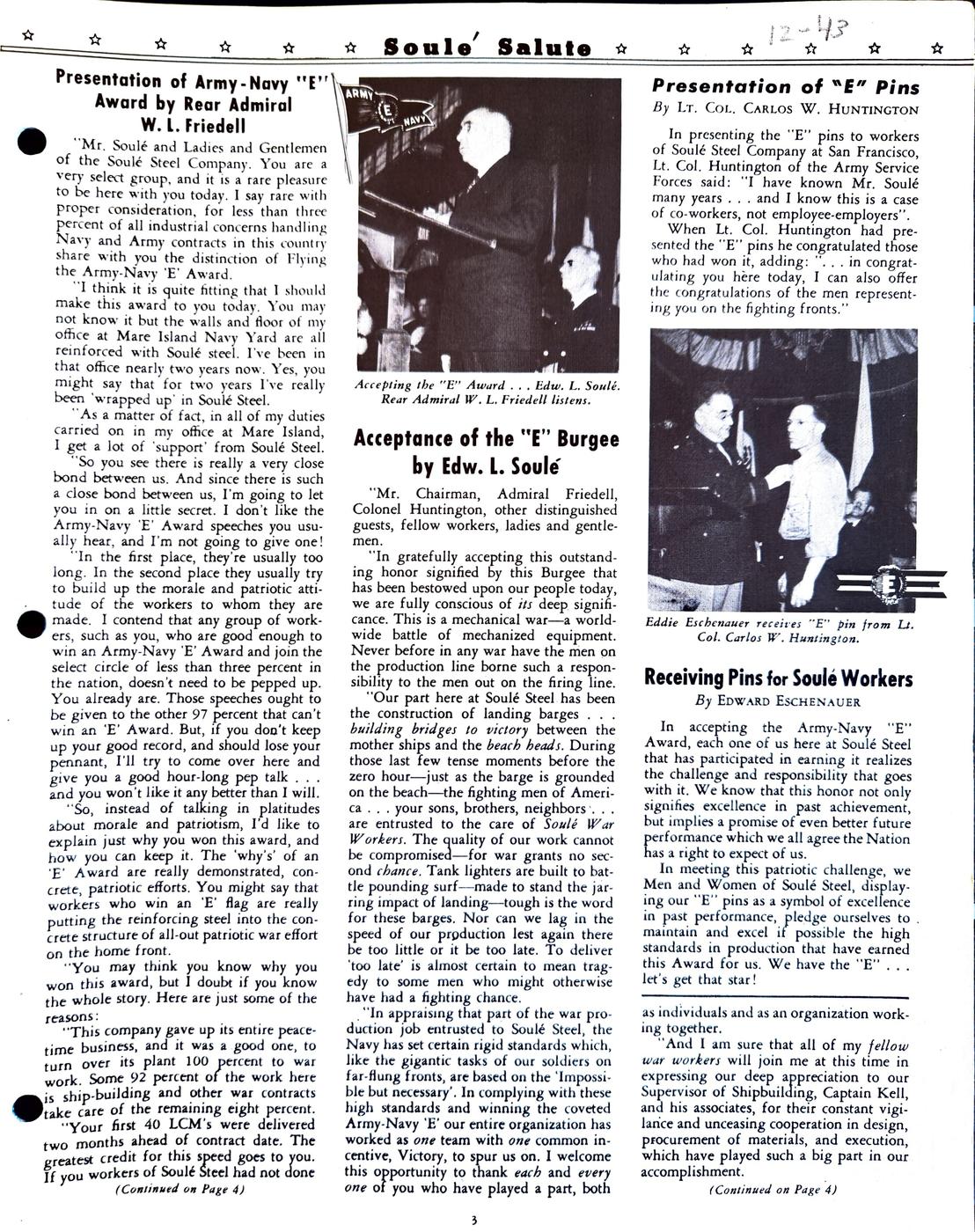 December 1943 newsletter, page 1