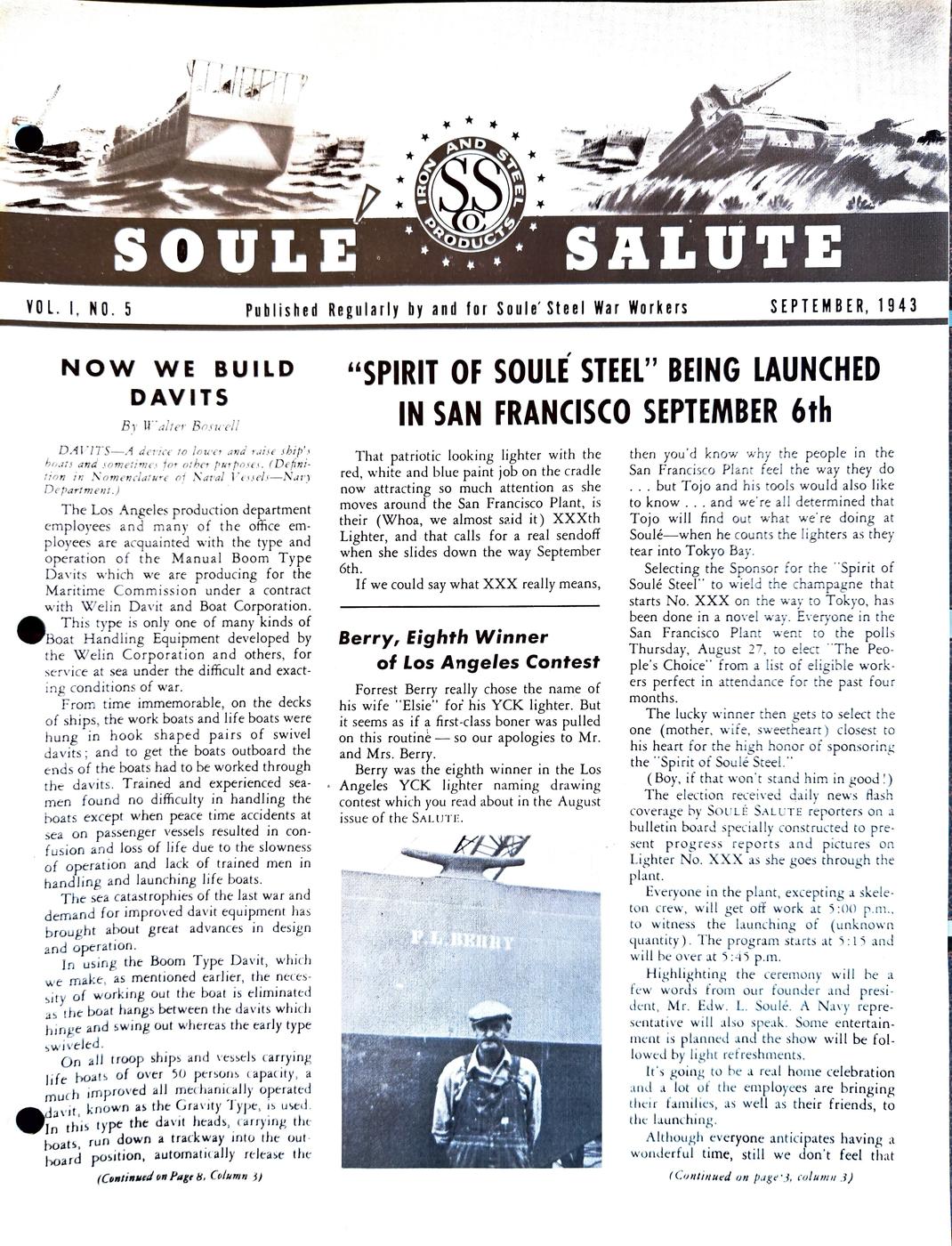 September 1943 newsletter, page 1