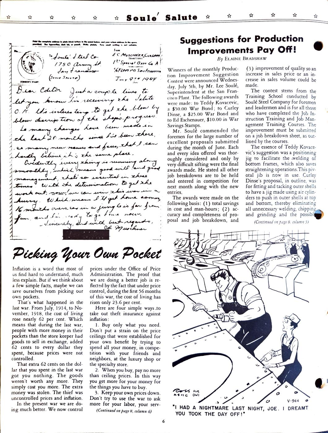 August 1944 newsletter, page 6