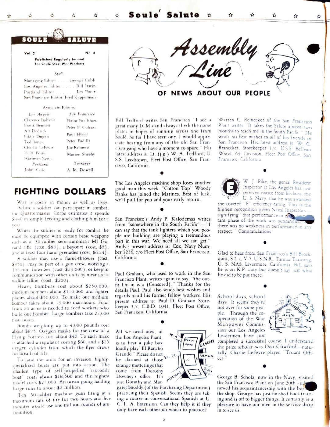 July (B) 1944 newsletter, page 2