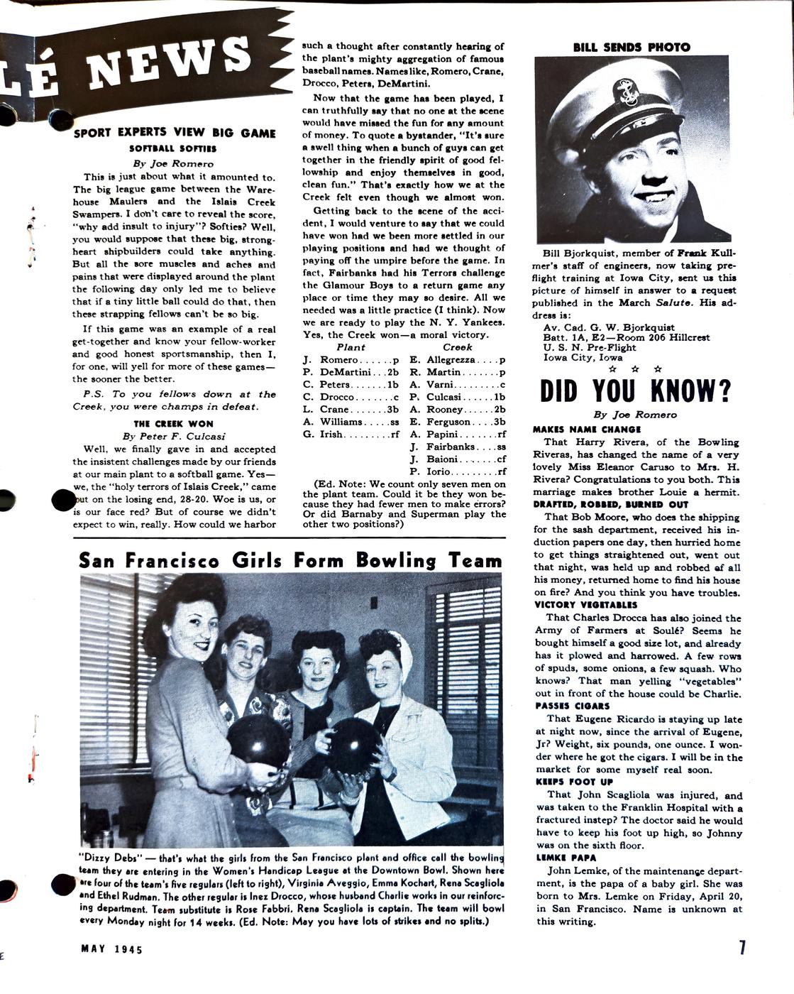 May 1945 newsletter, page 7
