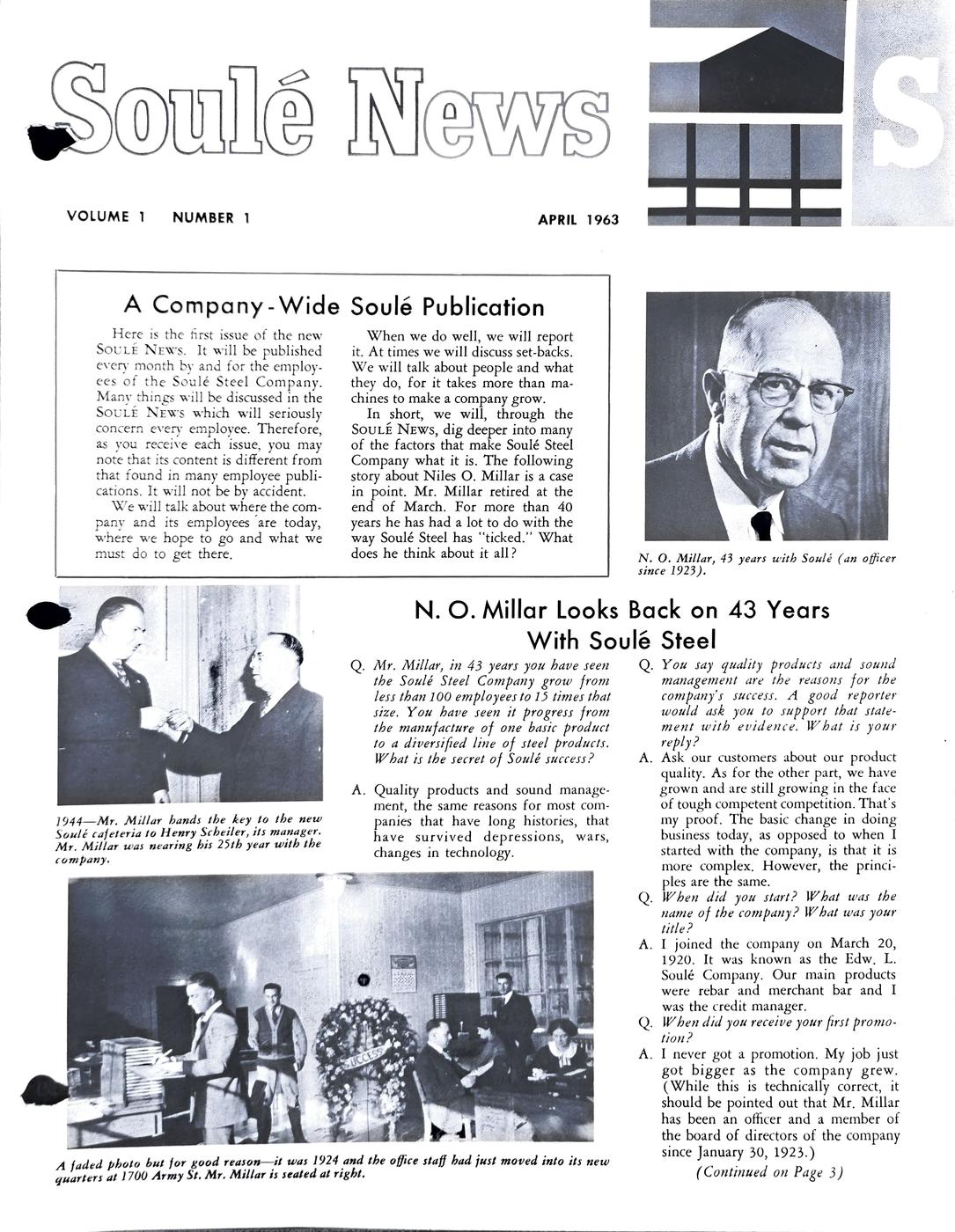 April 1963 newsletter, page 1
