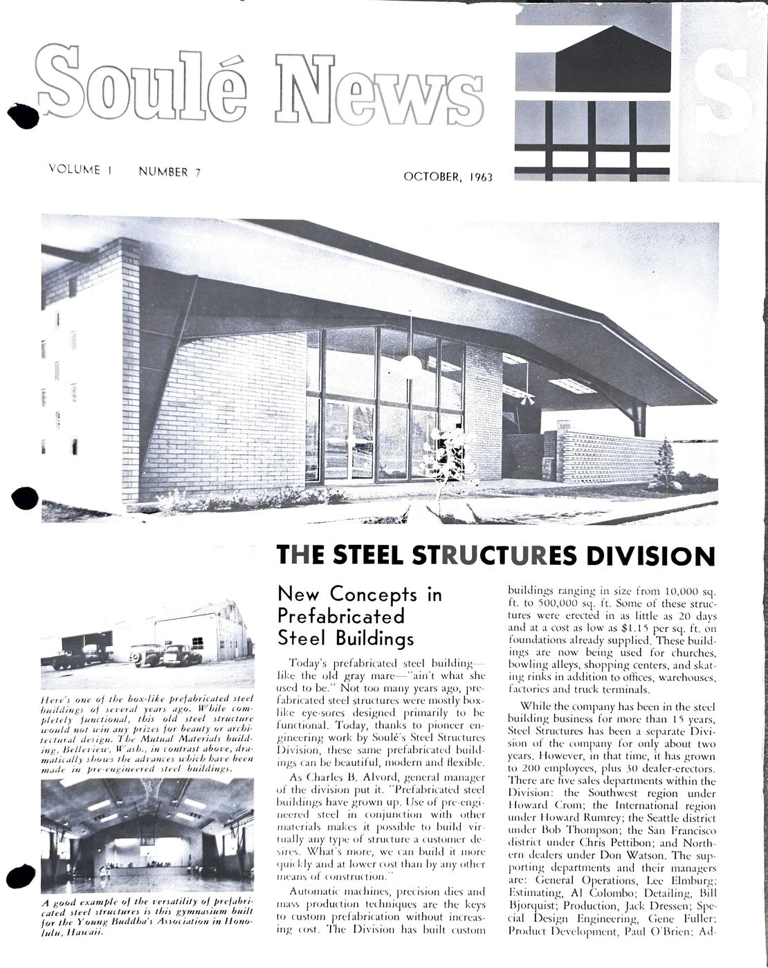 October 1963 newsletter, page 1