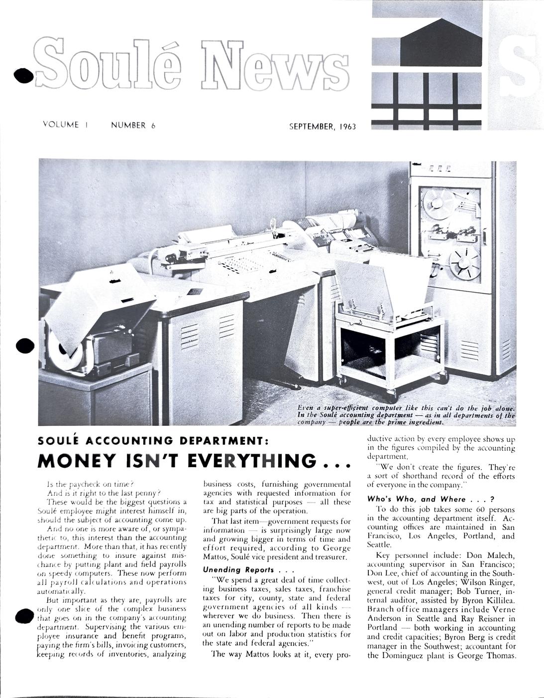 September 1963 newsletter, page 1