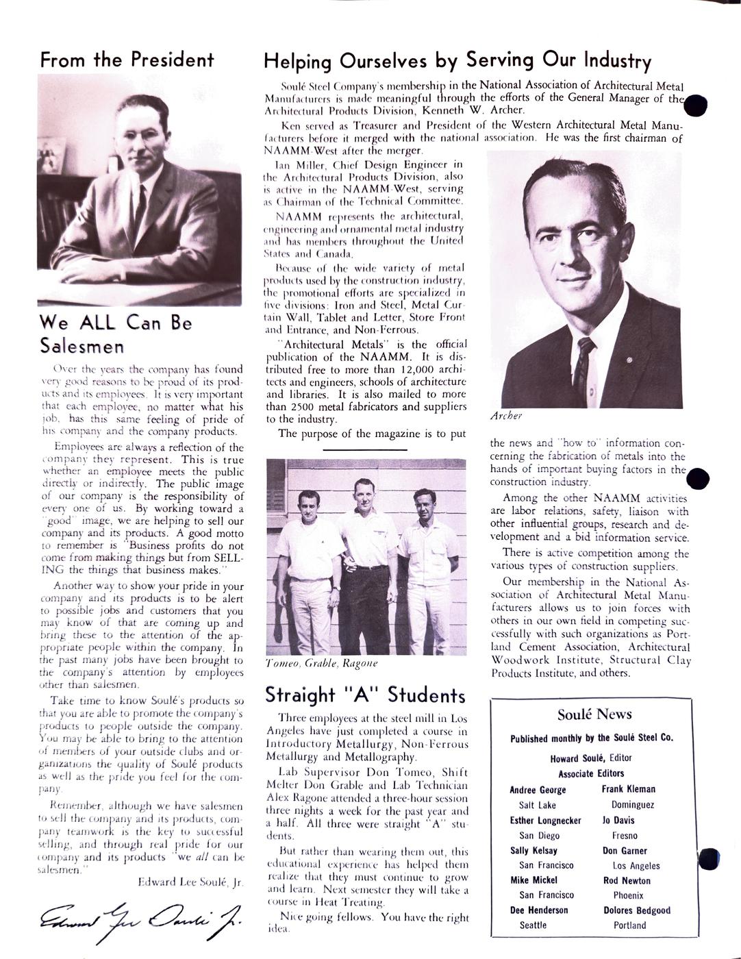 August 1964 newsletter, page 2