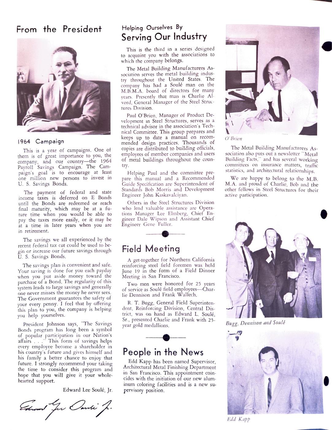 July 1964 newsletter, page 2