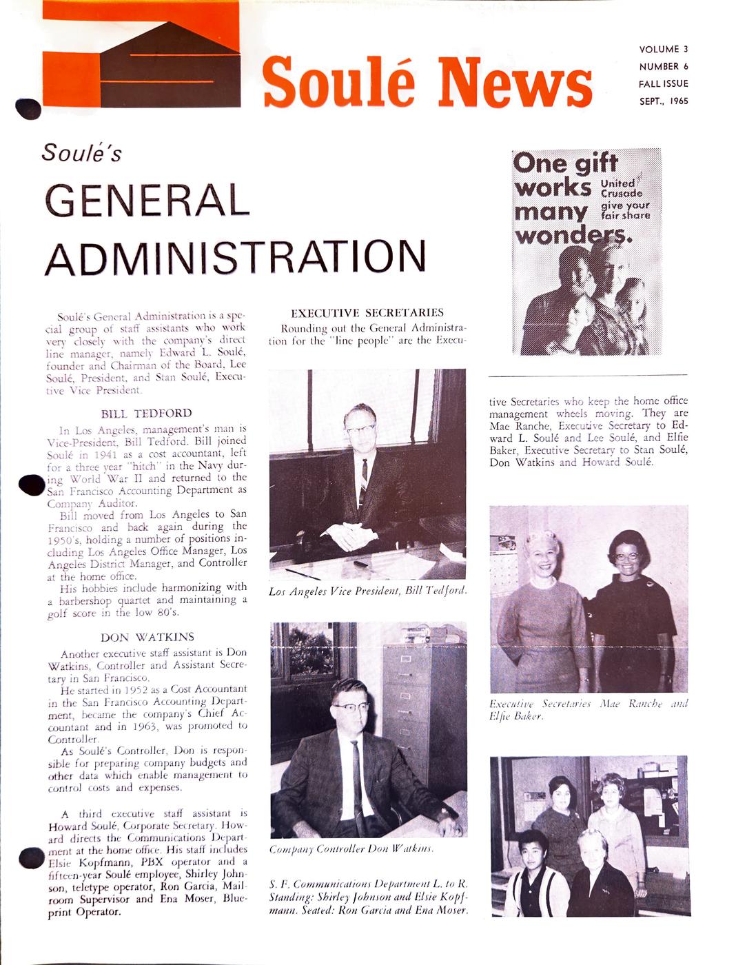Fall 1965 newsletter, page 1