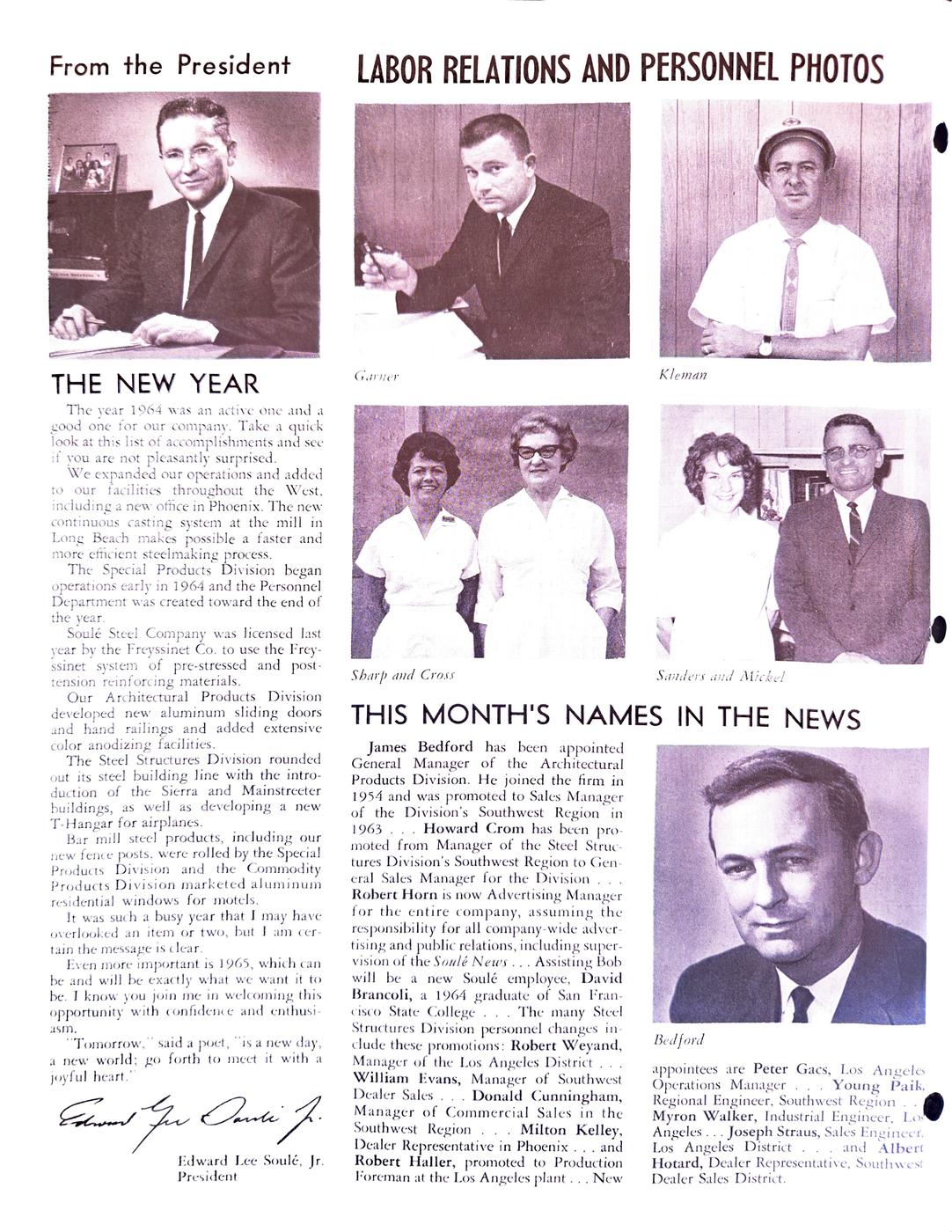 January 1965 newsletter, page 2