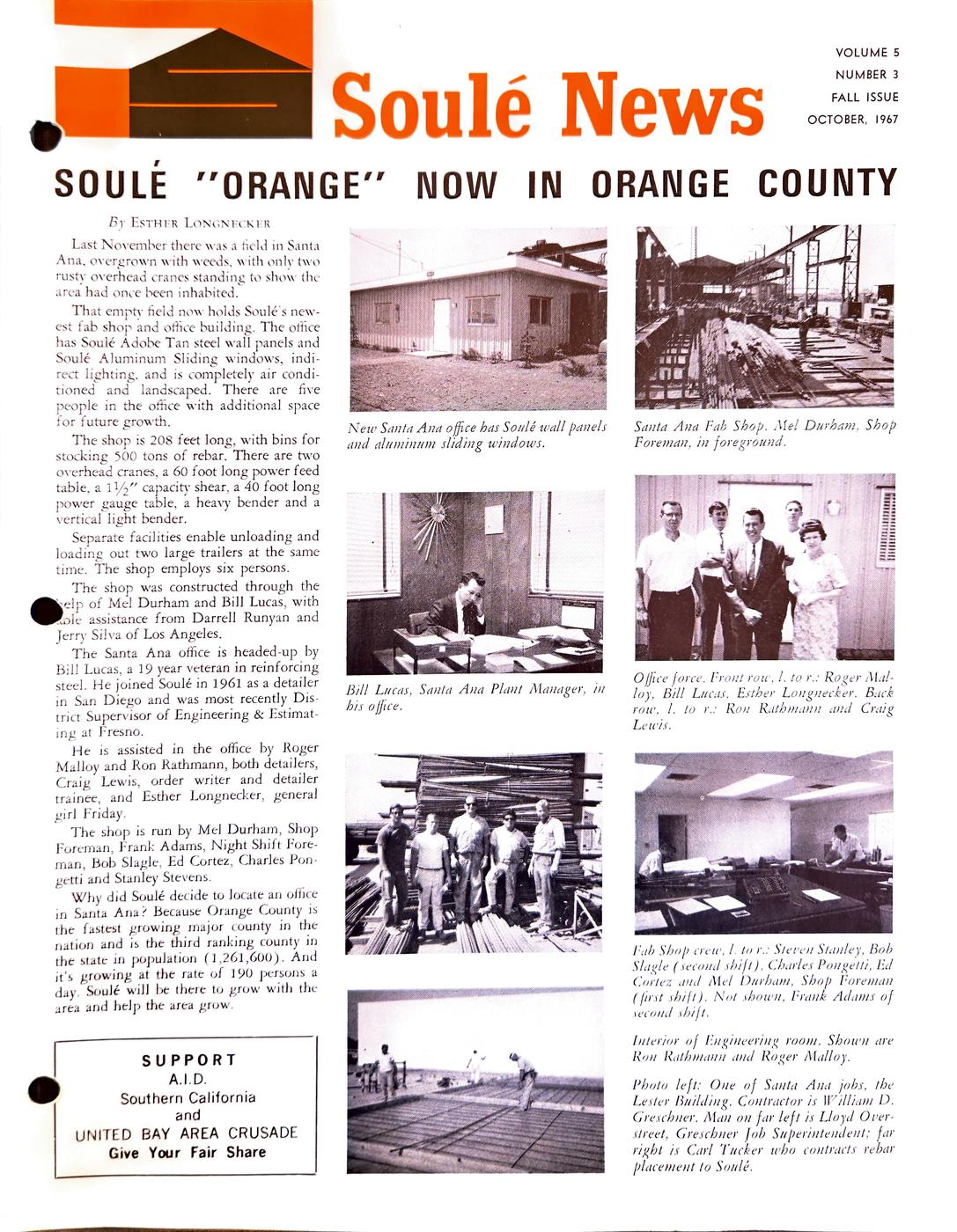 Fall 1967 newsletter, page 1