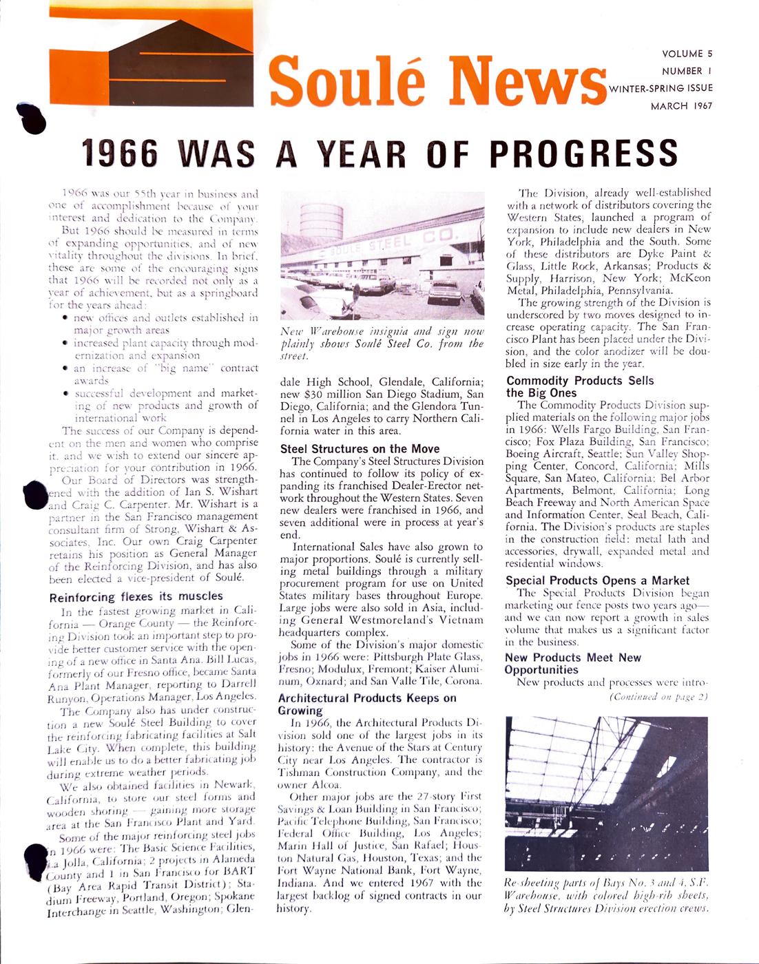 Winter / Spring 1967 newsletter, page 1