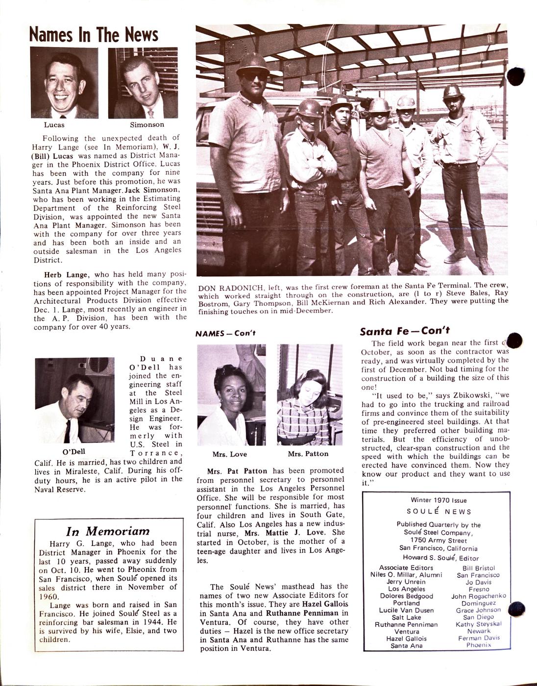 Winter 1970 newsletter, page 4