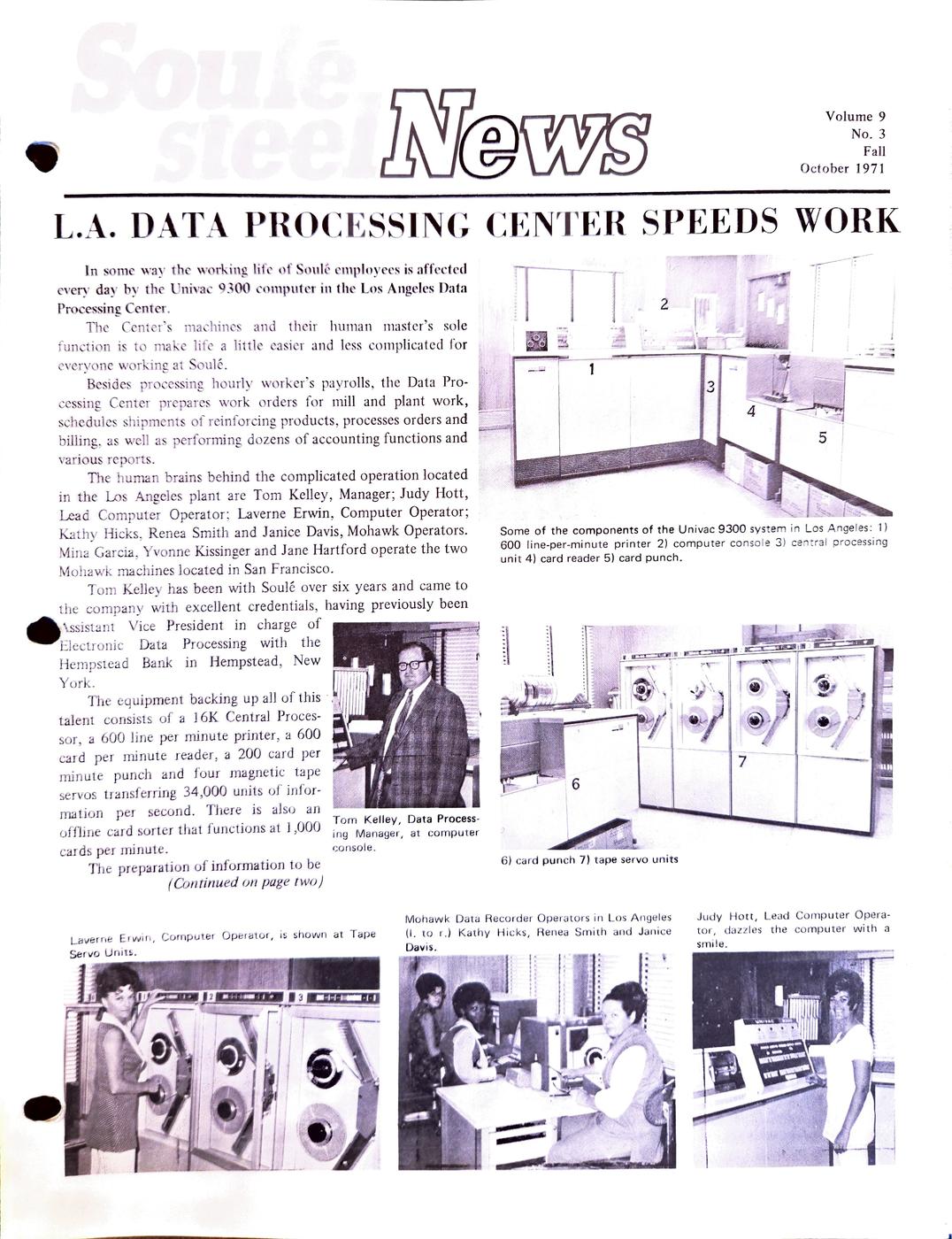 Fall 1971 newsletter, page 1