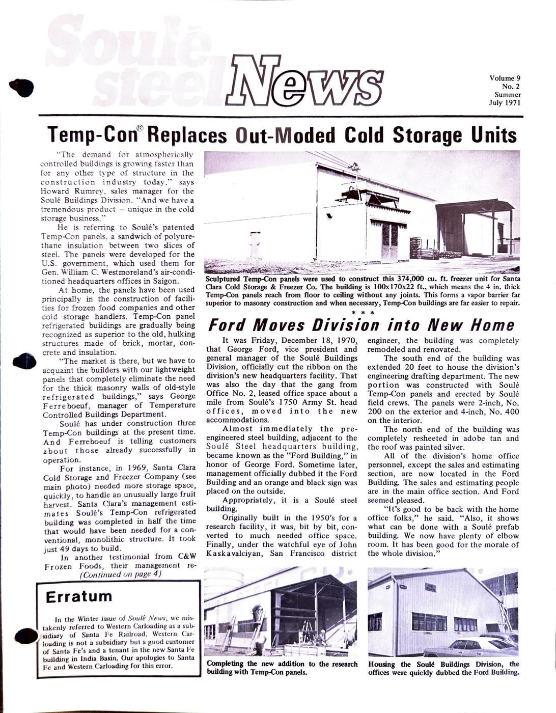 Summer 1971 newsletter, page 1