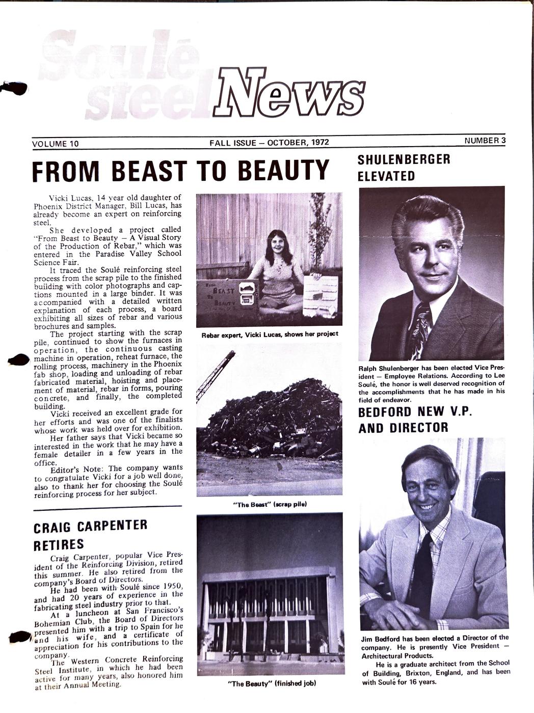 Fall 1972 newsletter, page 1