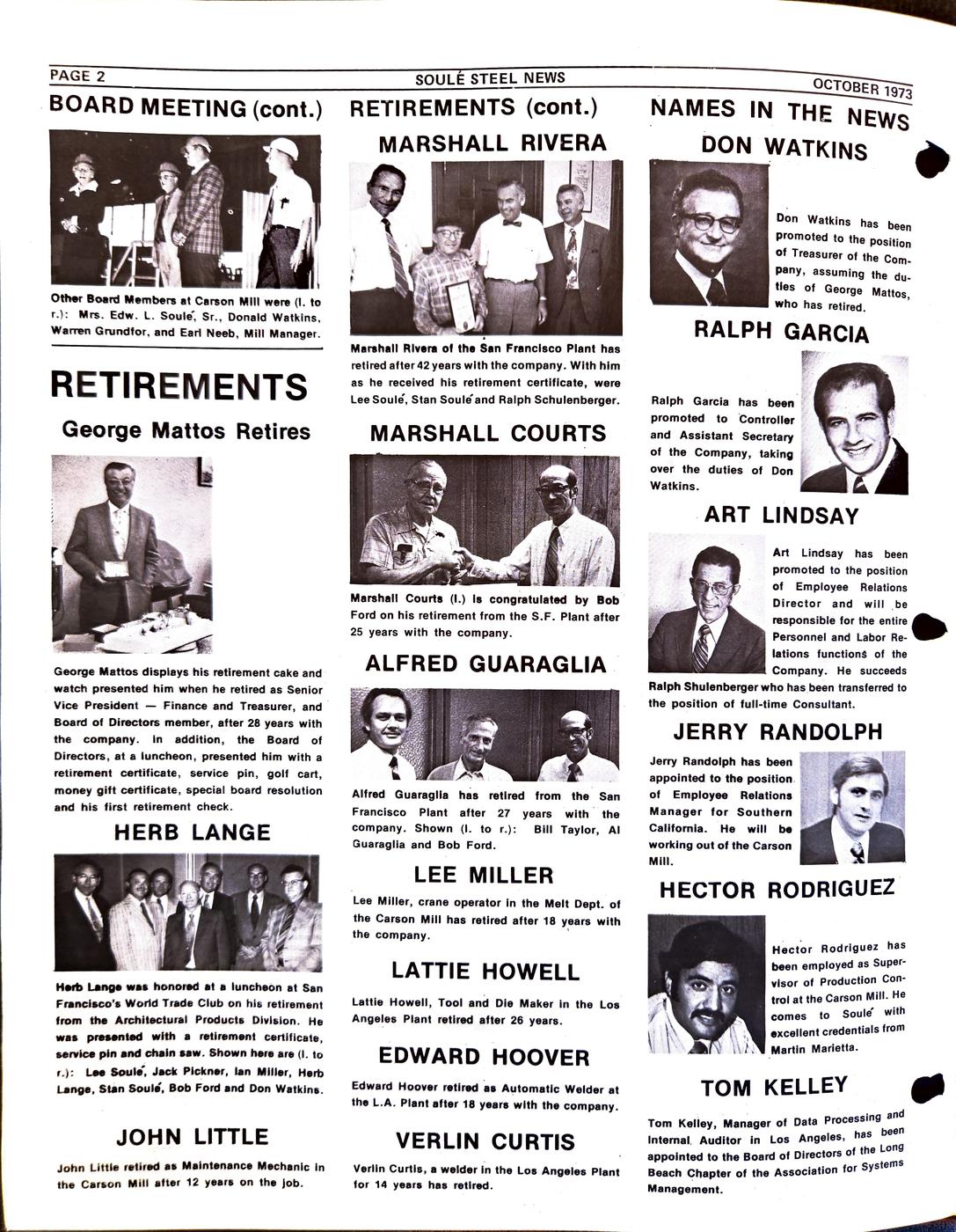 Fall 1973 newsletter, page 2