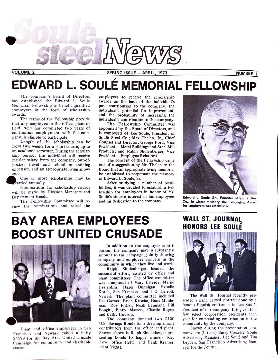 Spring 1973 newsletter, page 1