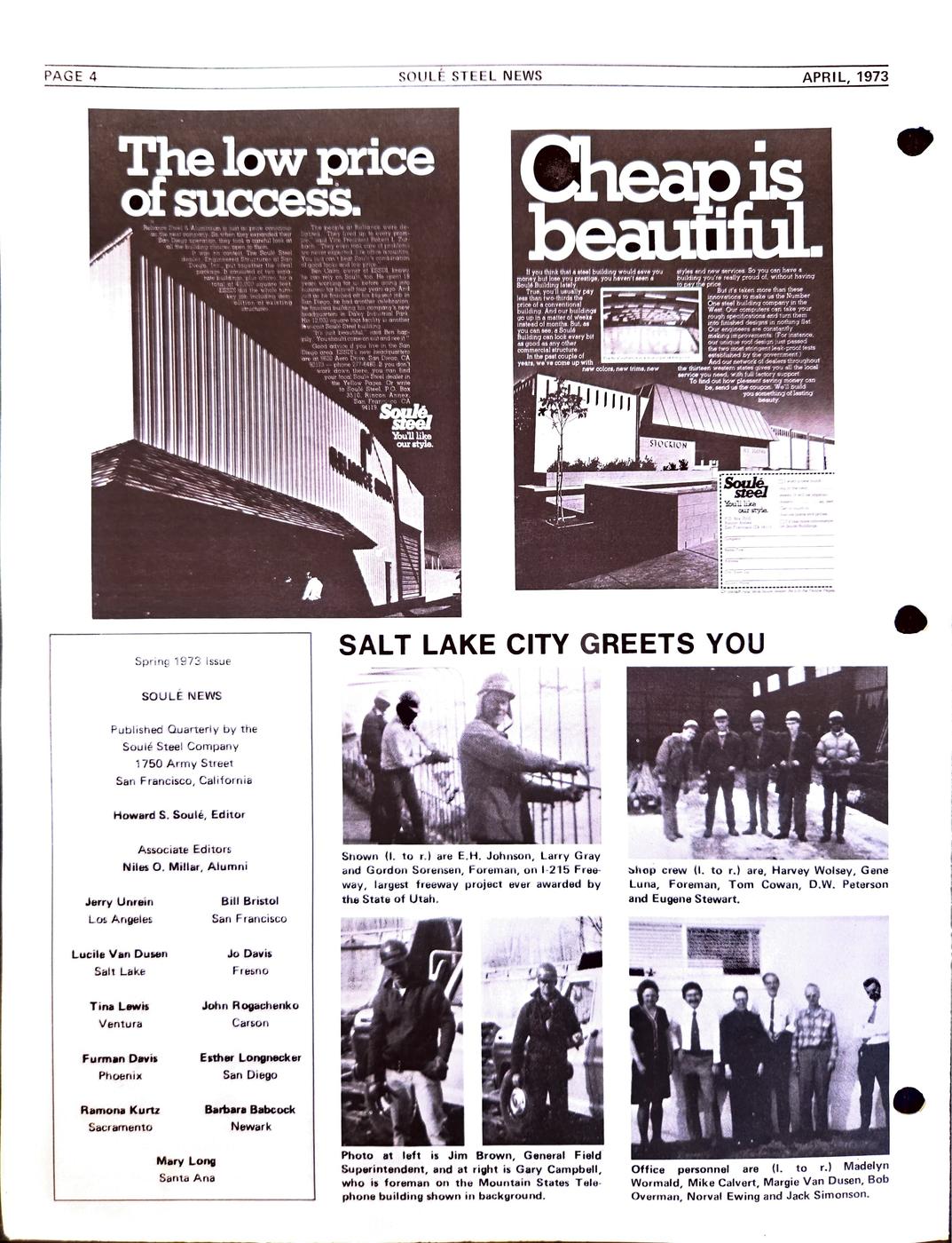 Spring 1973 newsletter, page 4