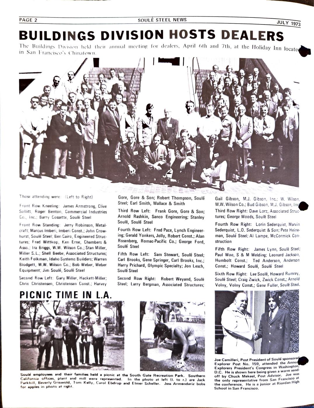 Summer 1973 newsletter, page 2