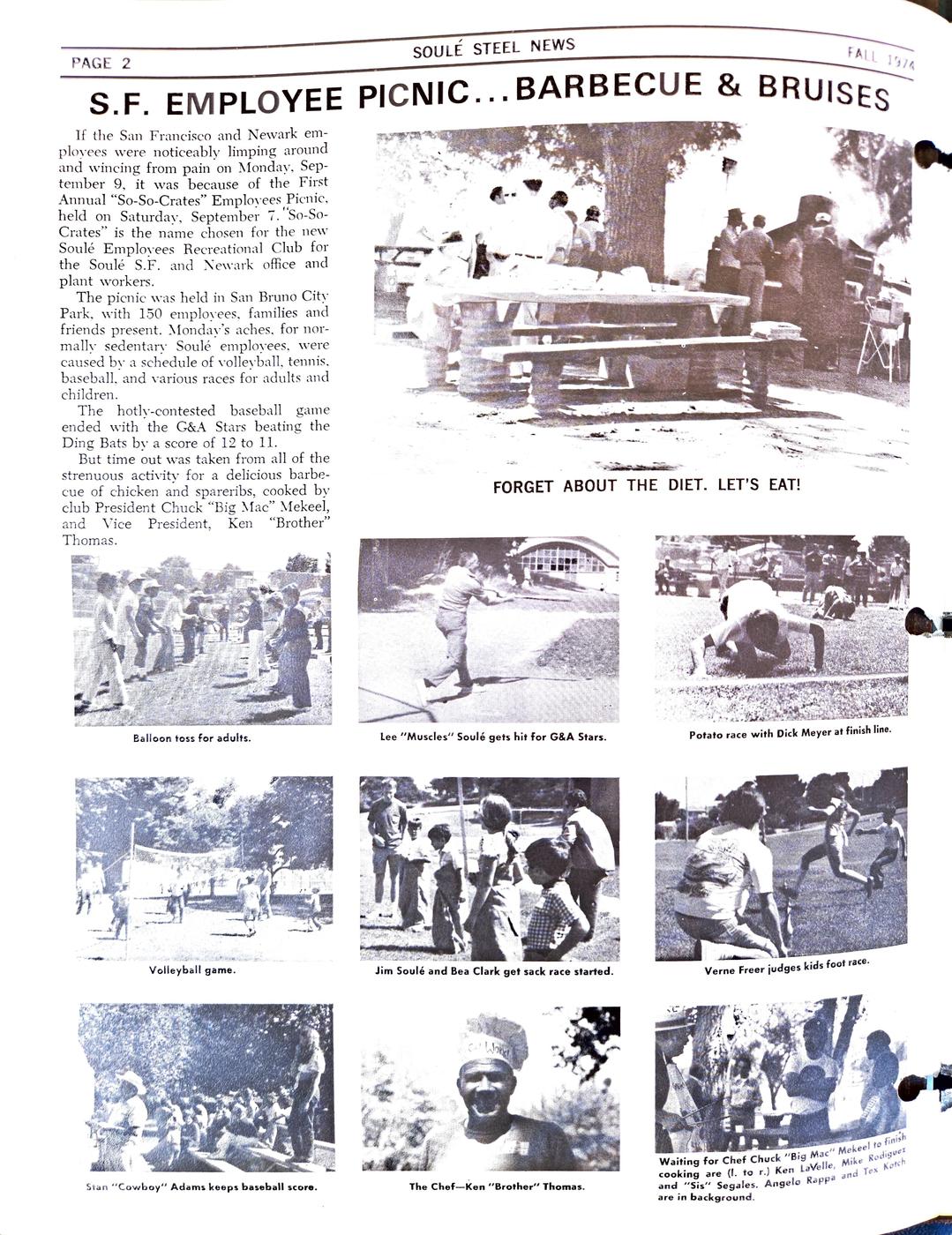 Fall 1974 newsletter, page 2