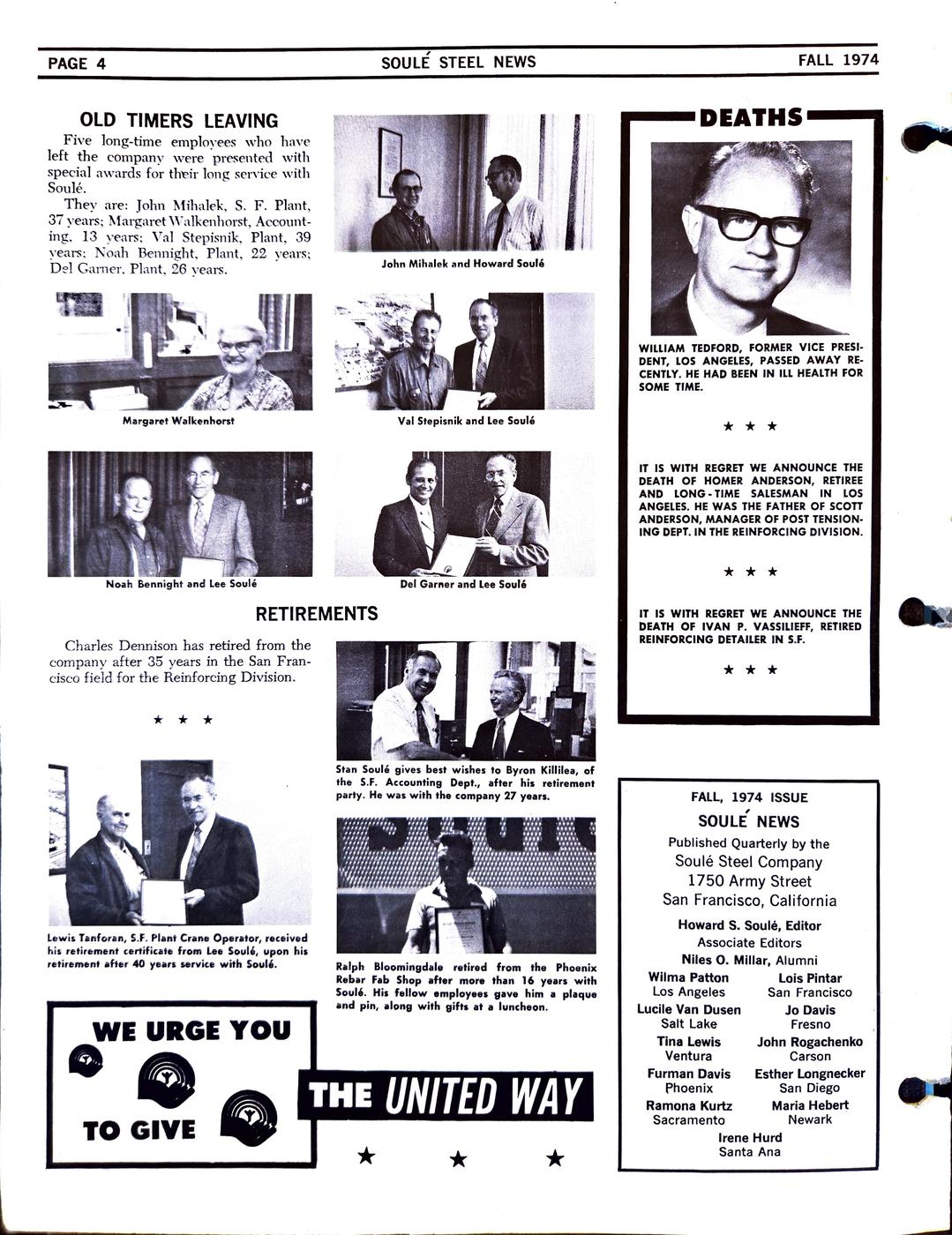 Fall 1974 newsletter, page 4
