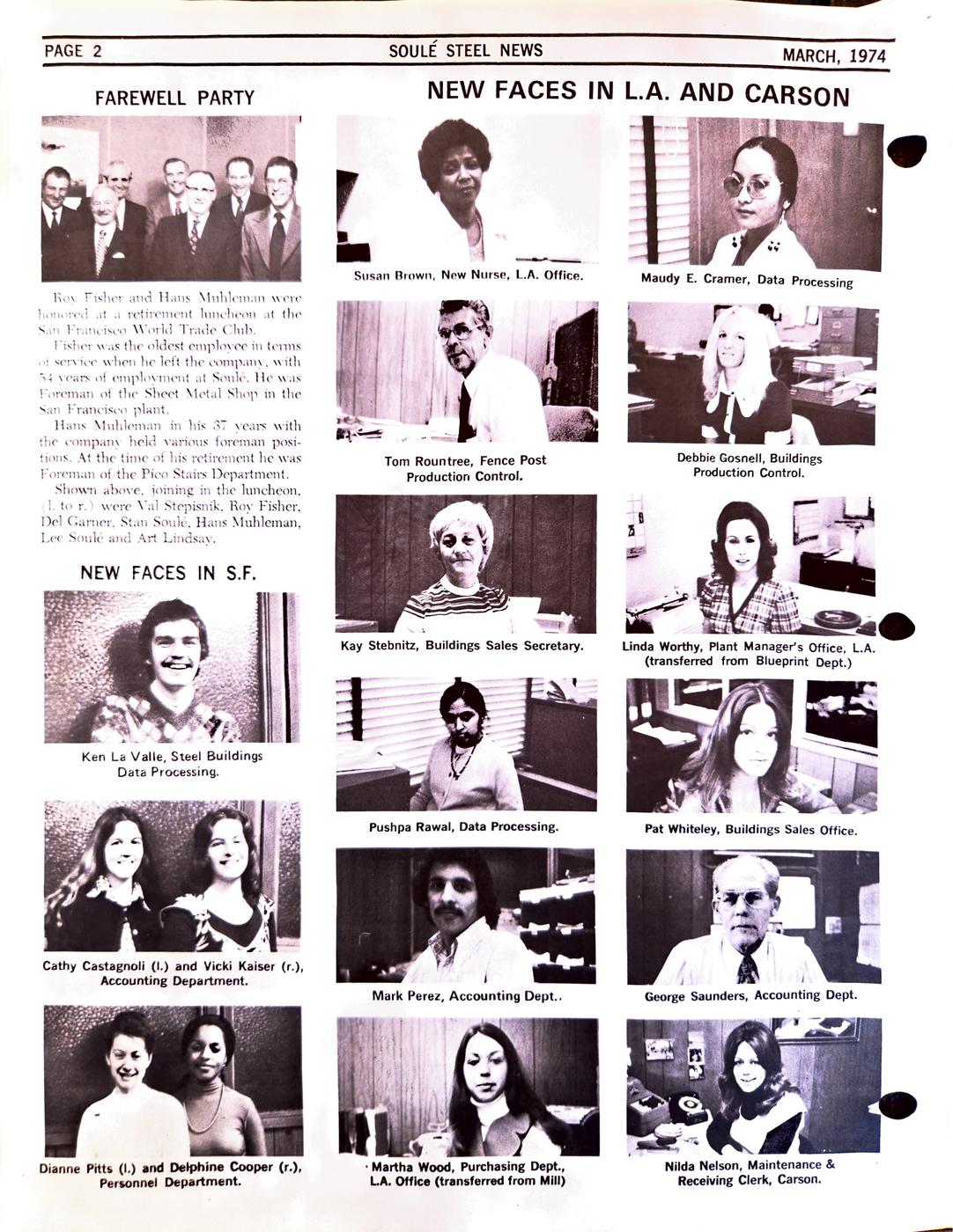 Spring 1974 newsletter, page 2