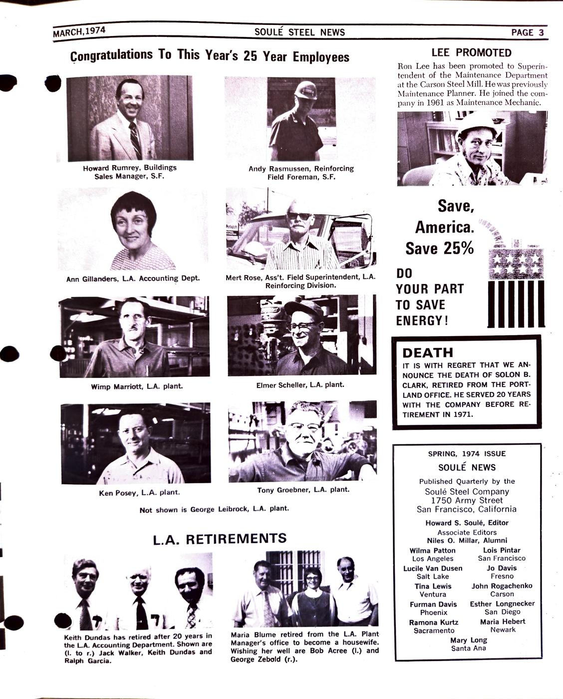 Spring 1974 newsletter, page 3