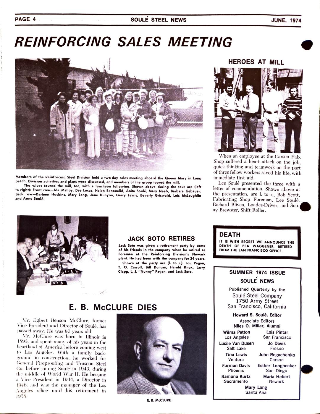 Summer 1974 newsletter, page 4