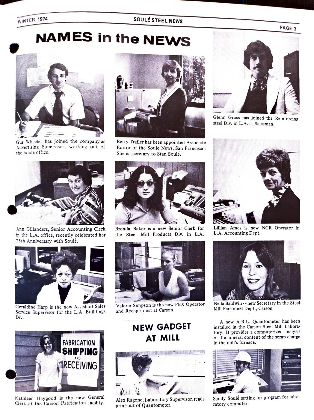 Winter 1974 newsletter, page 3