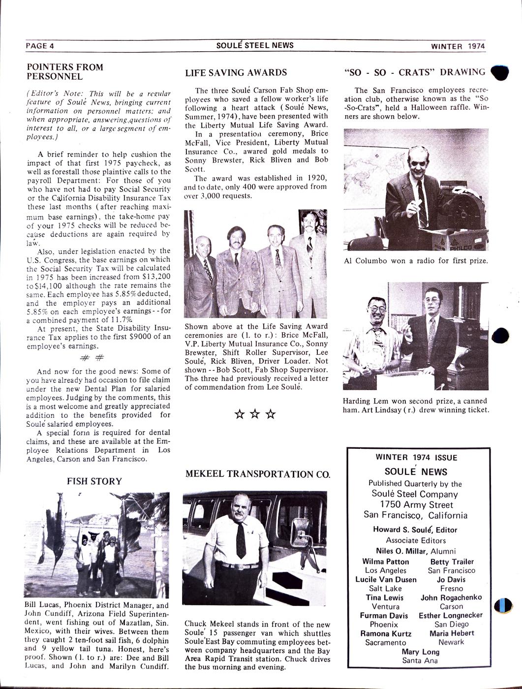 Winter 1974 newsletter, page 4