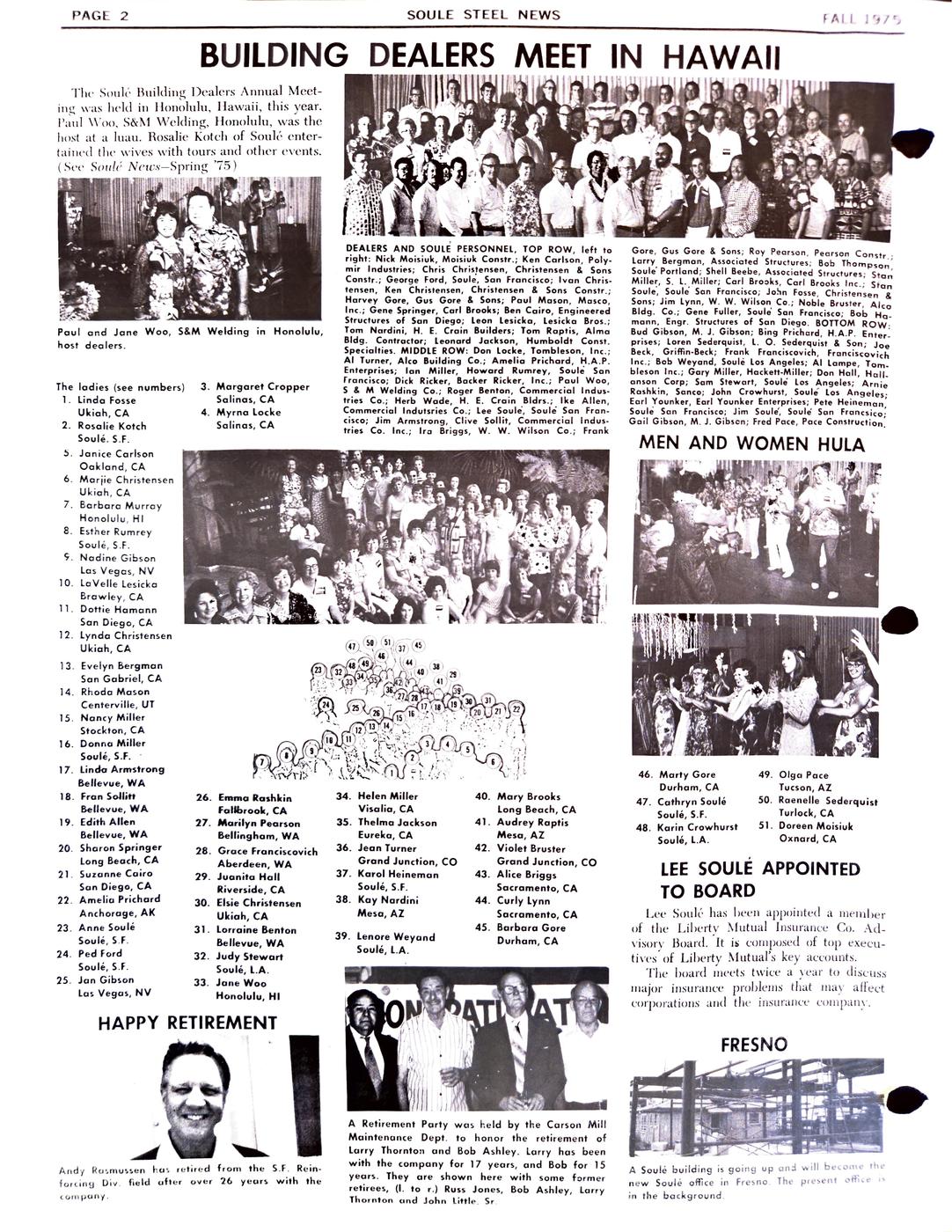 Fall 1975 newsletter, page 2
