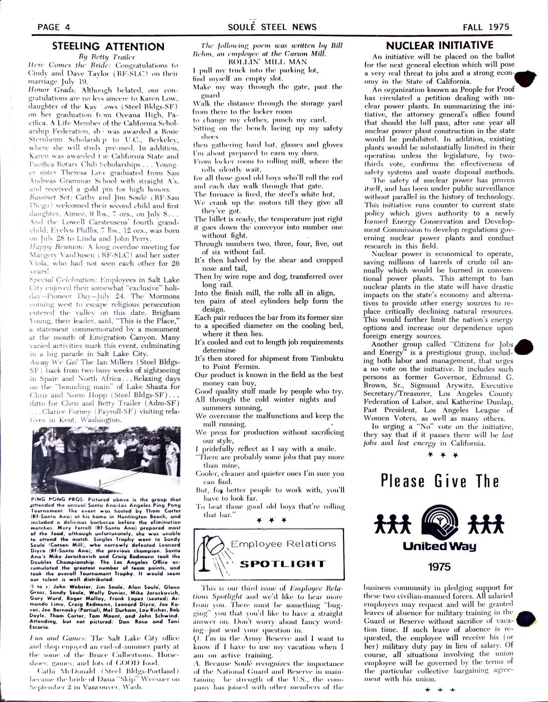 Fall 1975 newsletter, page 4