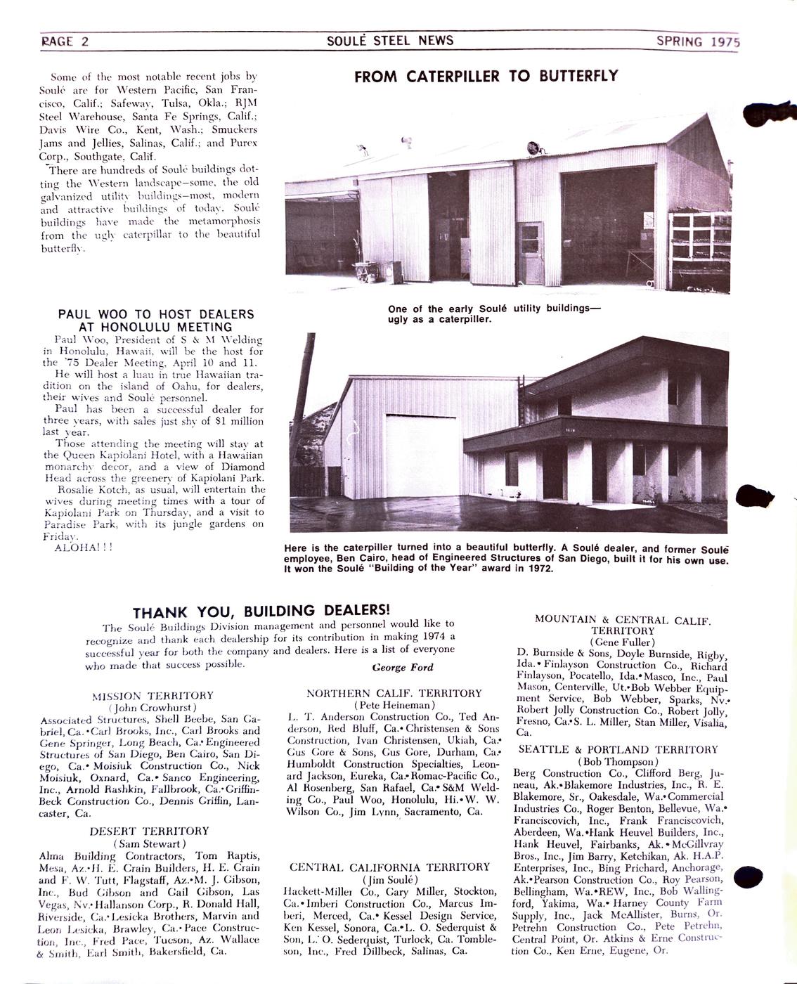 Spring 1975 newsletter, page 2