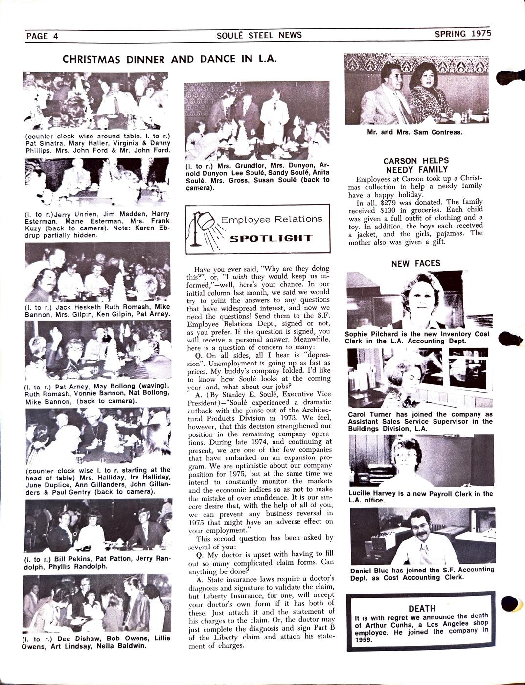 Spring 1975 newsletter, page 4