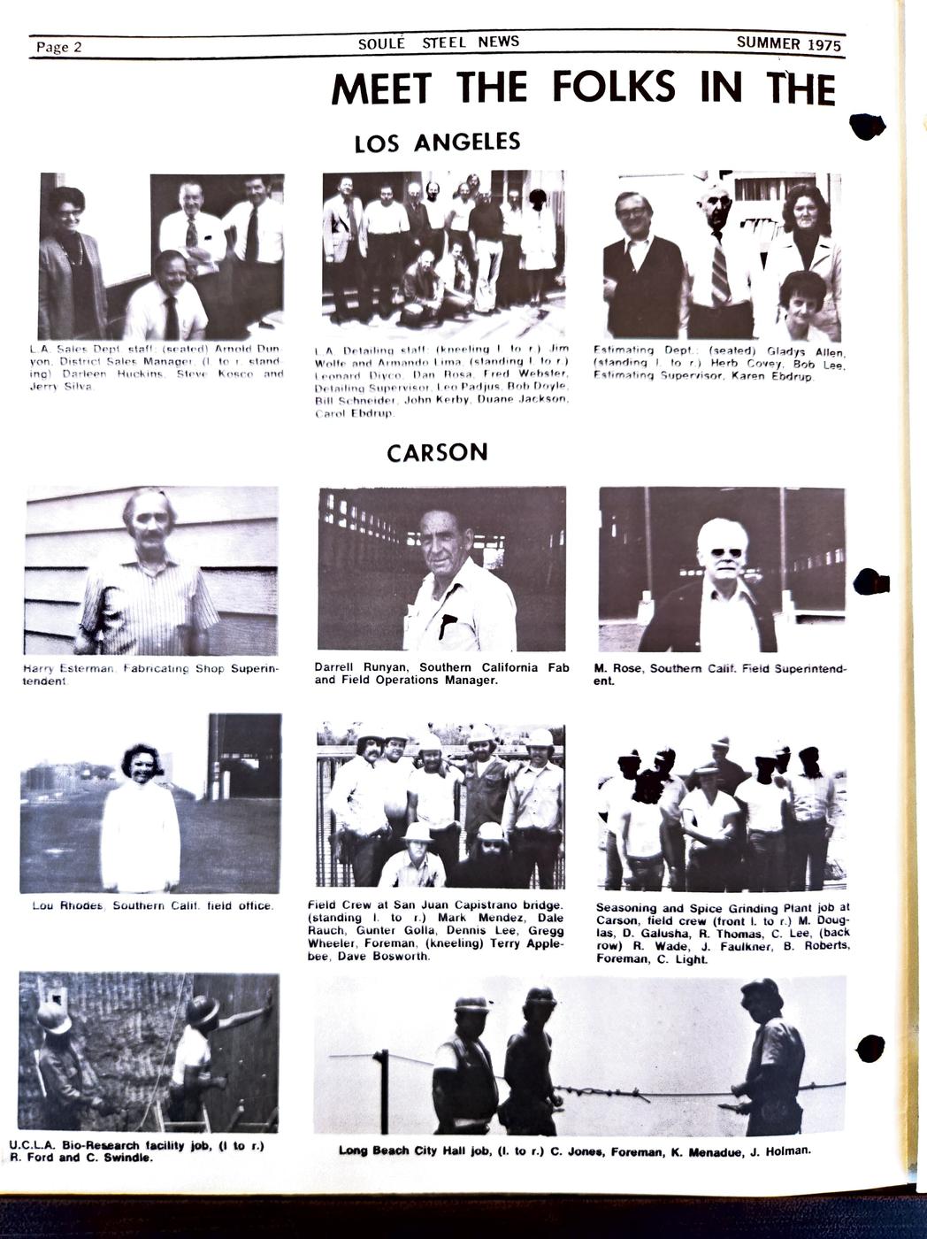 Summer 1975 newsletter, page 2