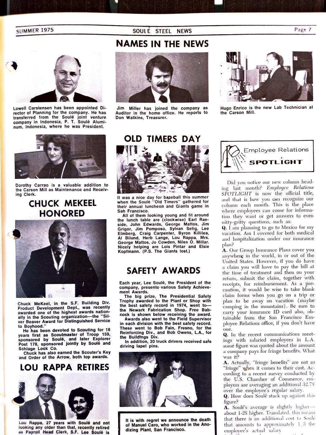 Summer 1975 newsletter, page 7