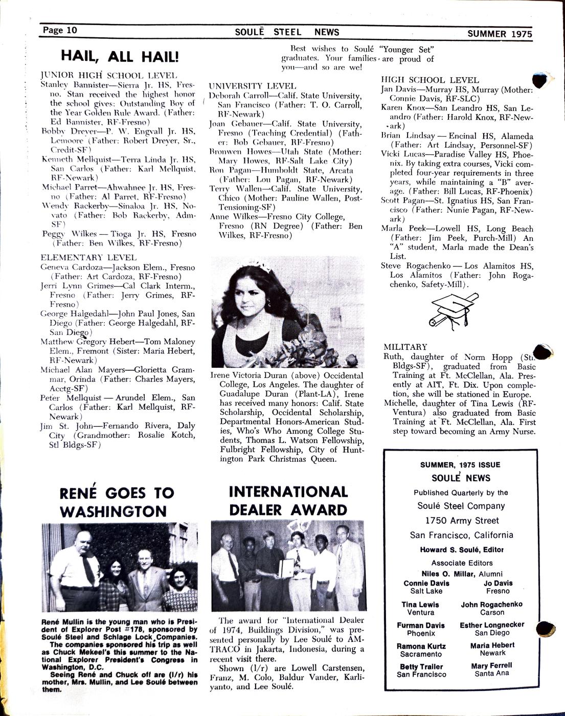 Summer 1975 newsletter, page 10