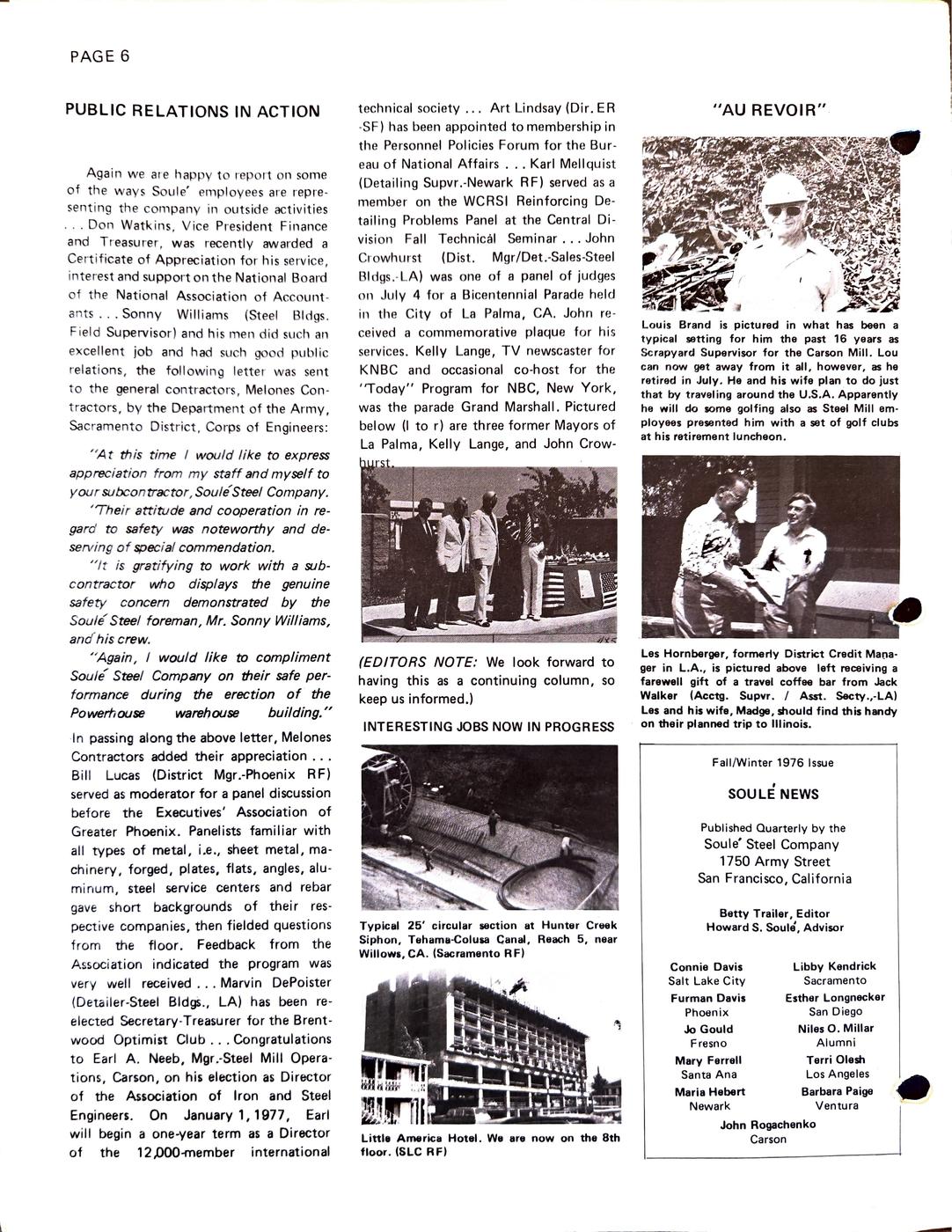 Fall / Winter 1976 newsletter, page 6