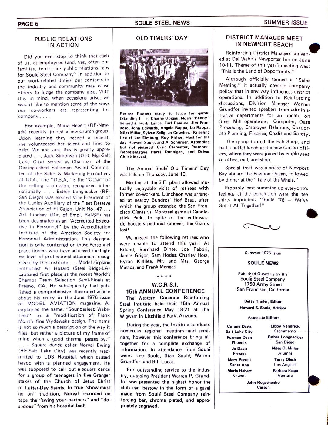 Summer 1976 newsletter, page 6