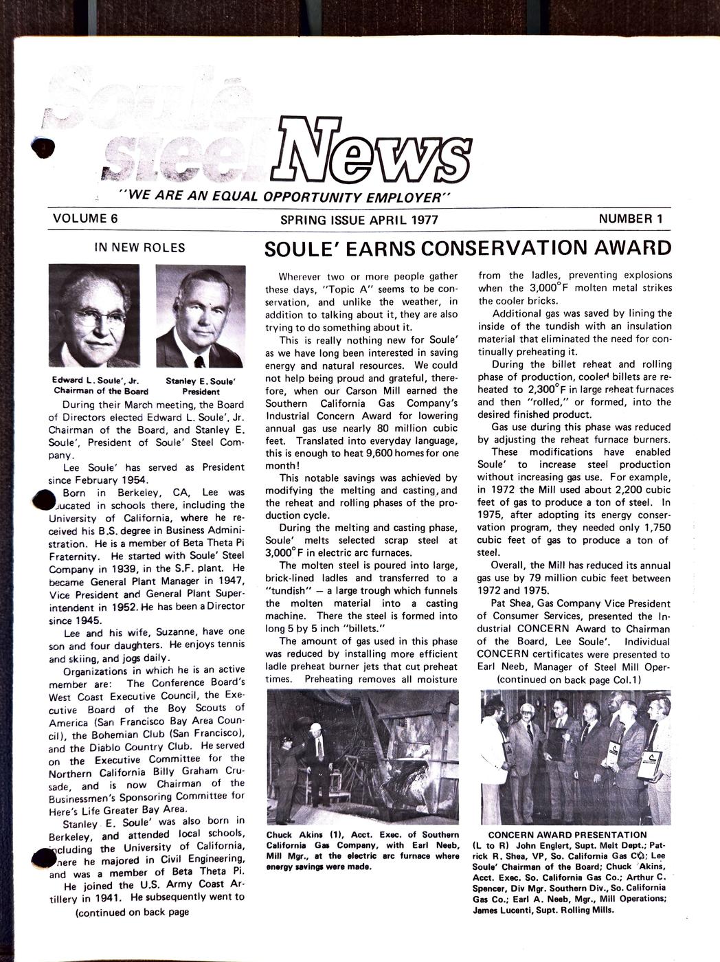 Spring 1977 newsletter, page 1