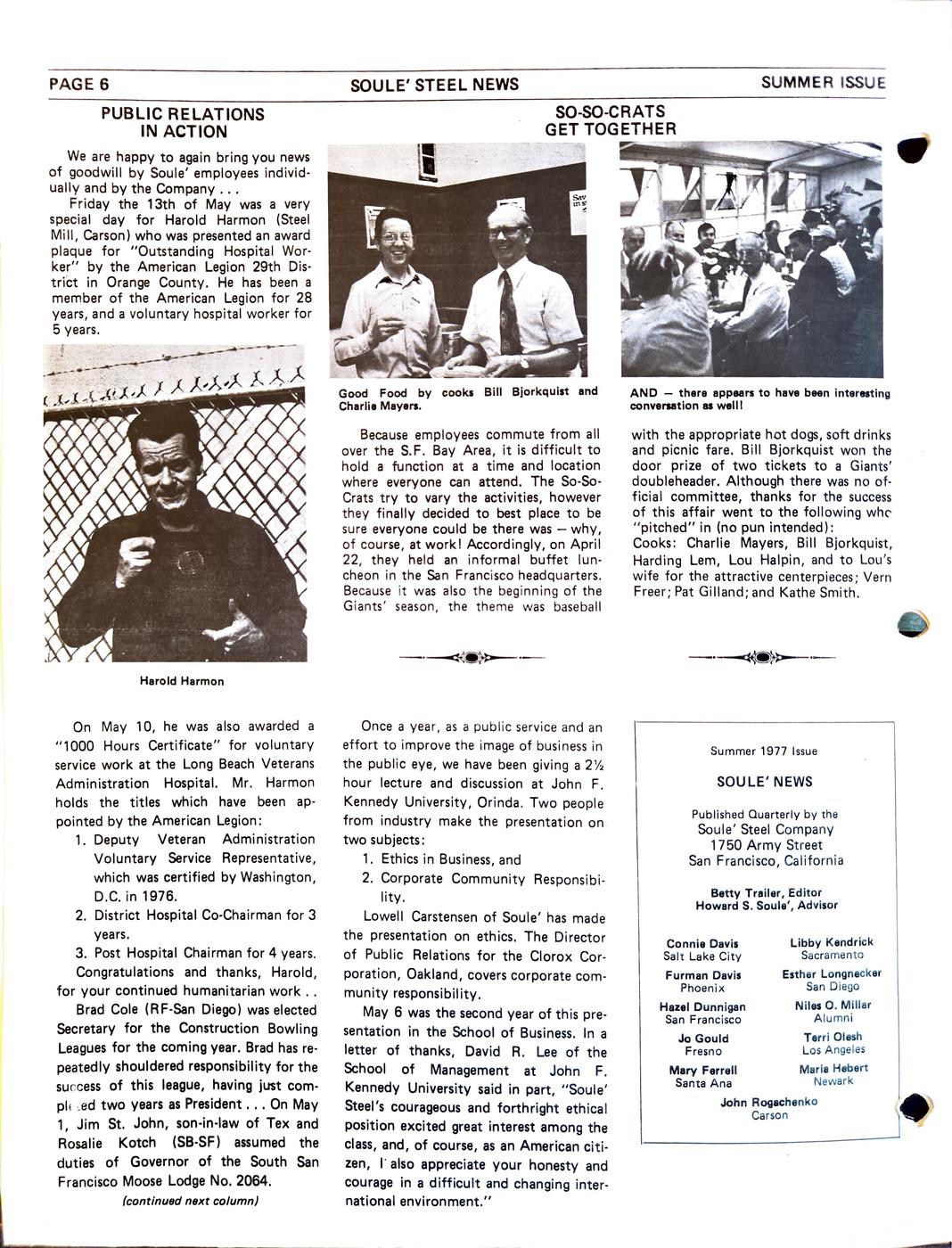 Summer 1977 newsletter, page 6