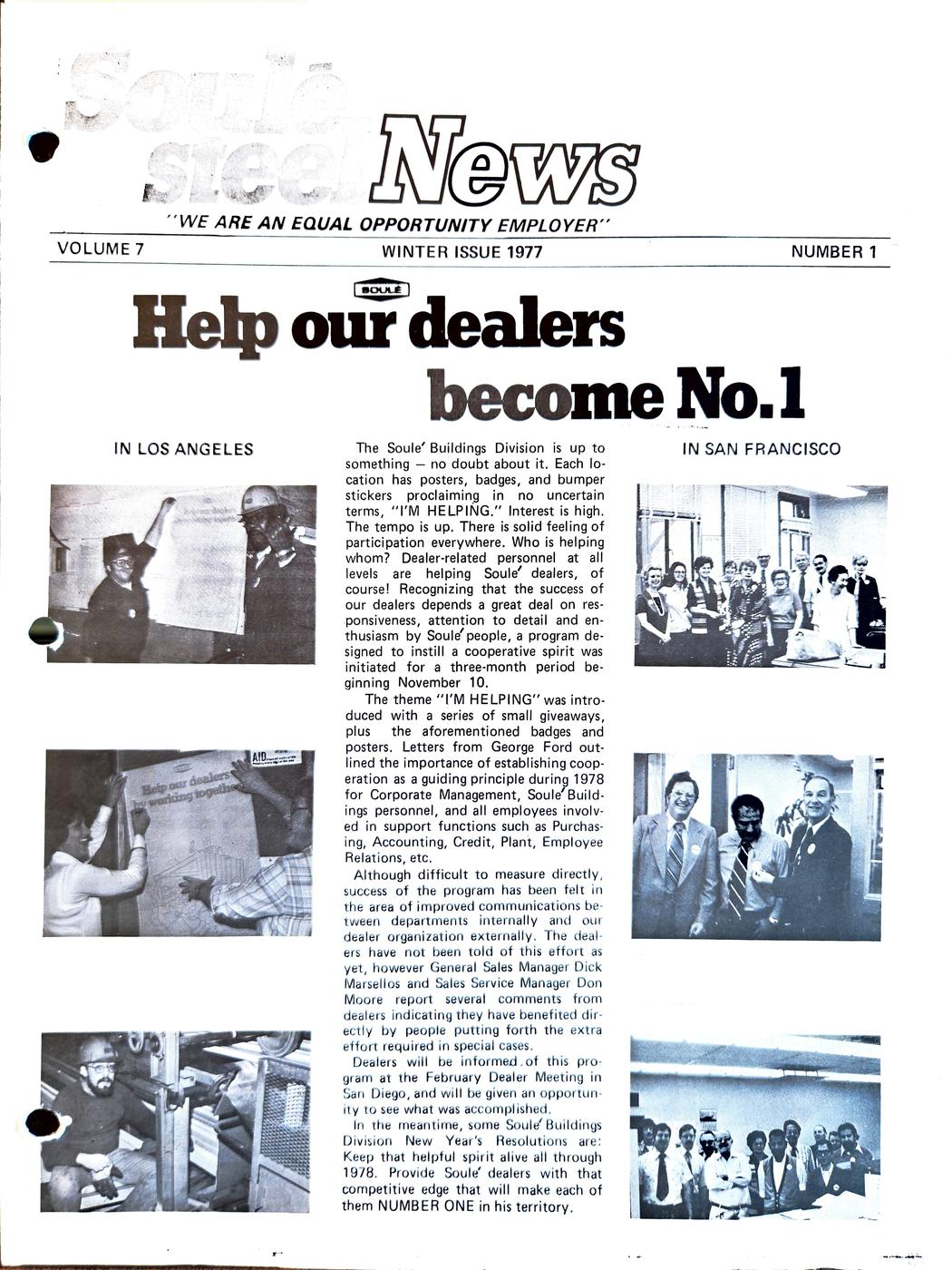 Winter 1977 newsletter, page 1