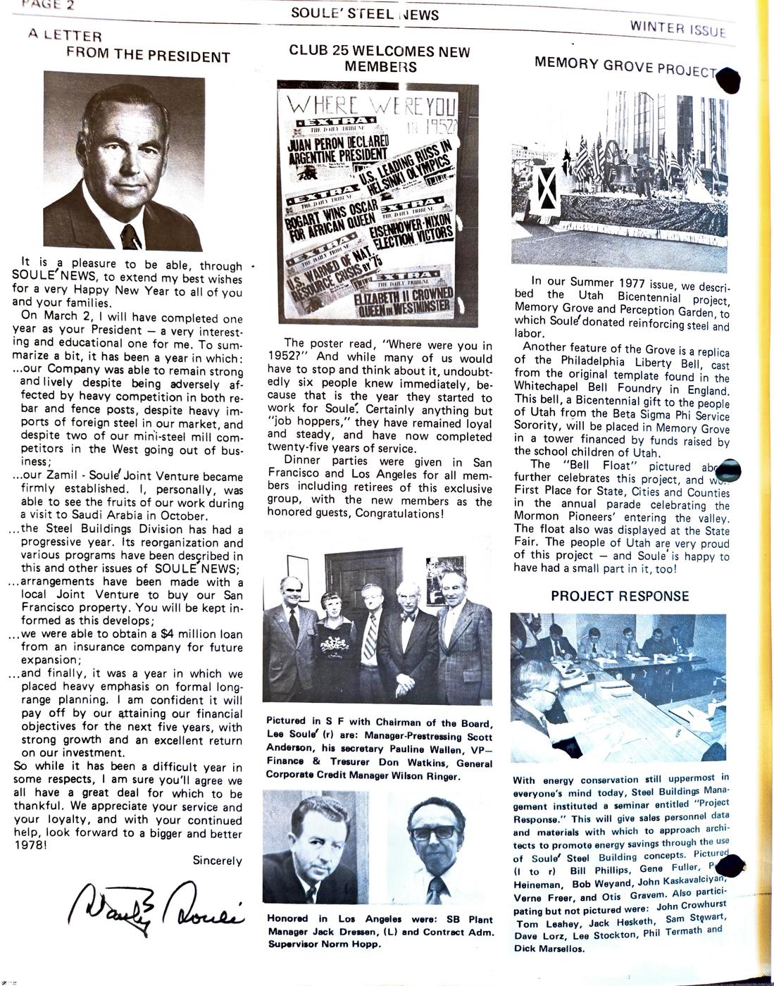 Winter 1977 newsletter, page 2