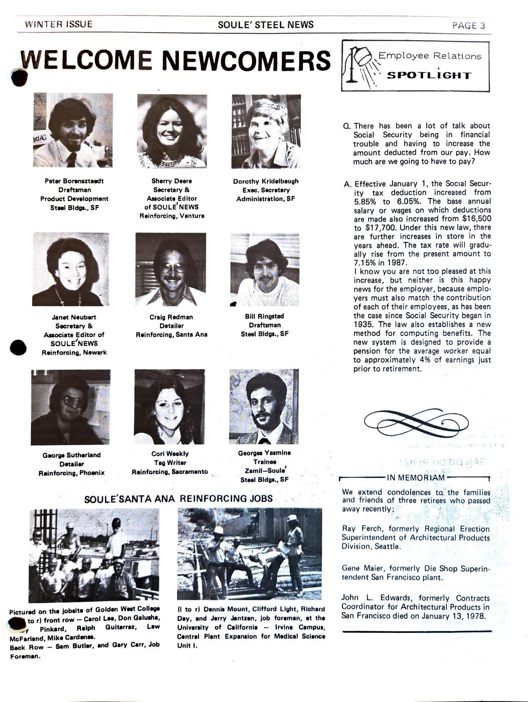 Winter 1977 newsletter, page 3