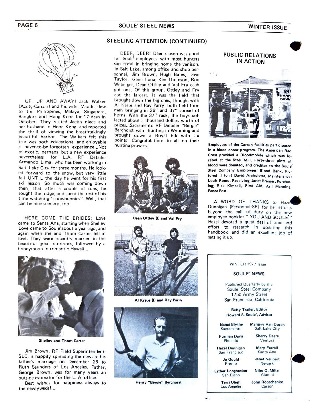 Winter 1977 newsletter, page 6